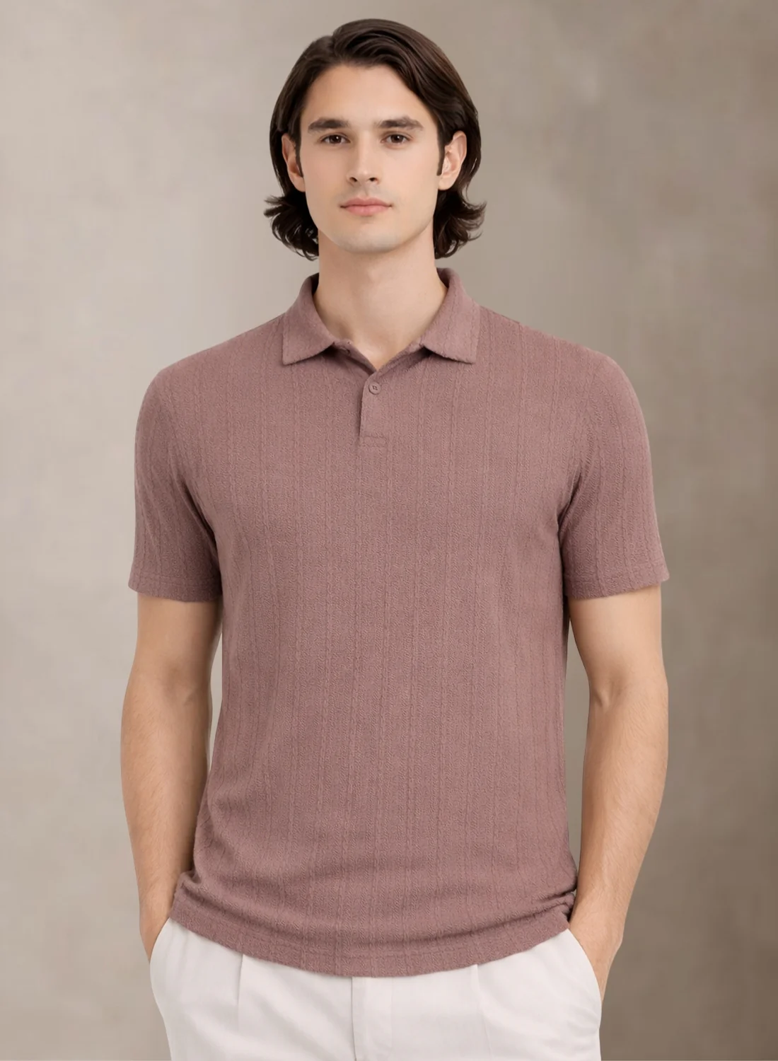 Men Lilac Polo T-Shirt