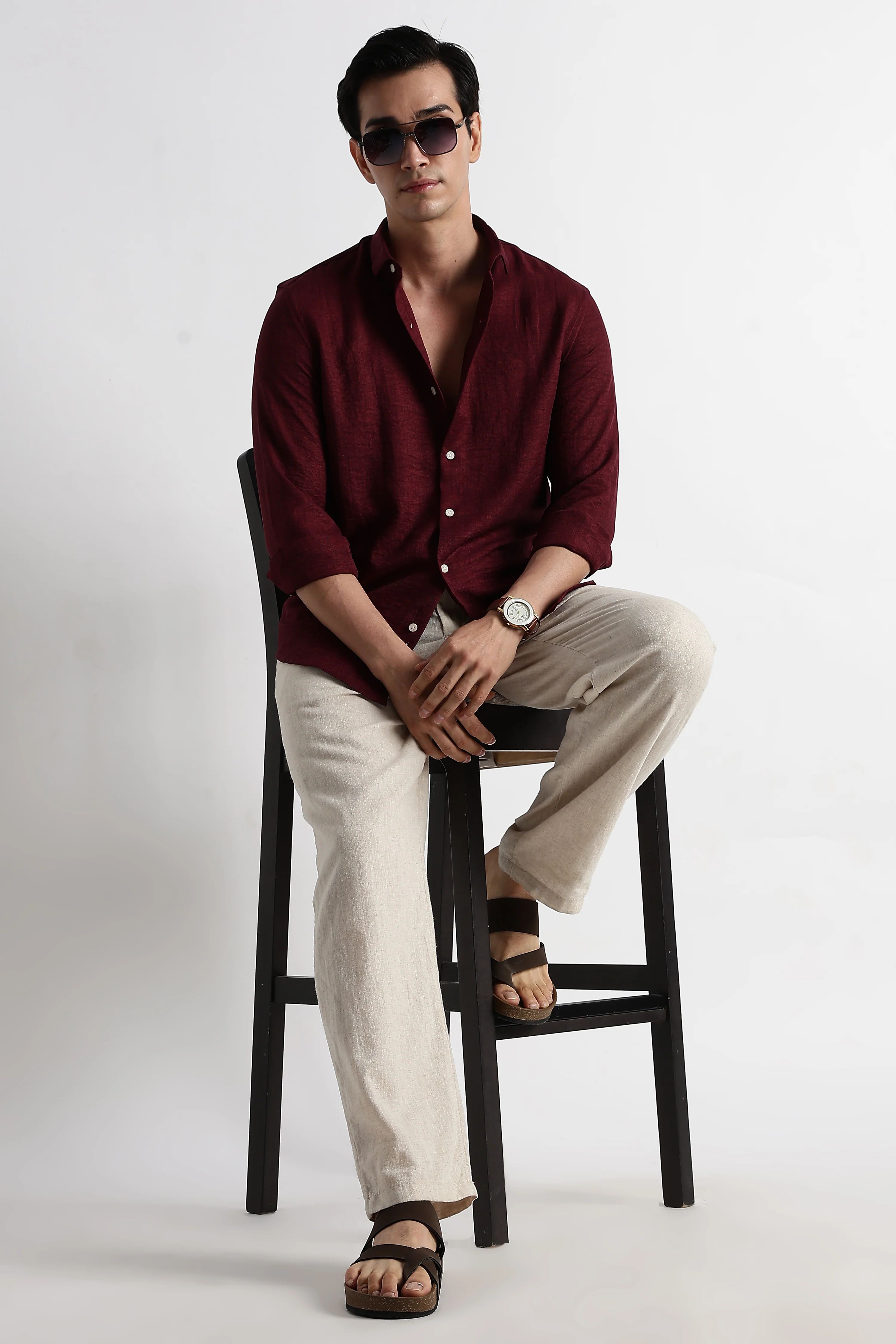 Men Linen-Blend Shirt
