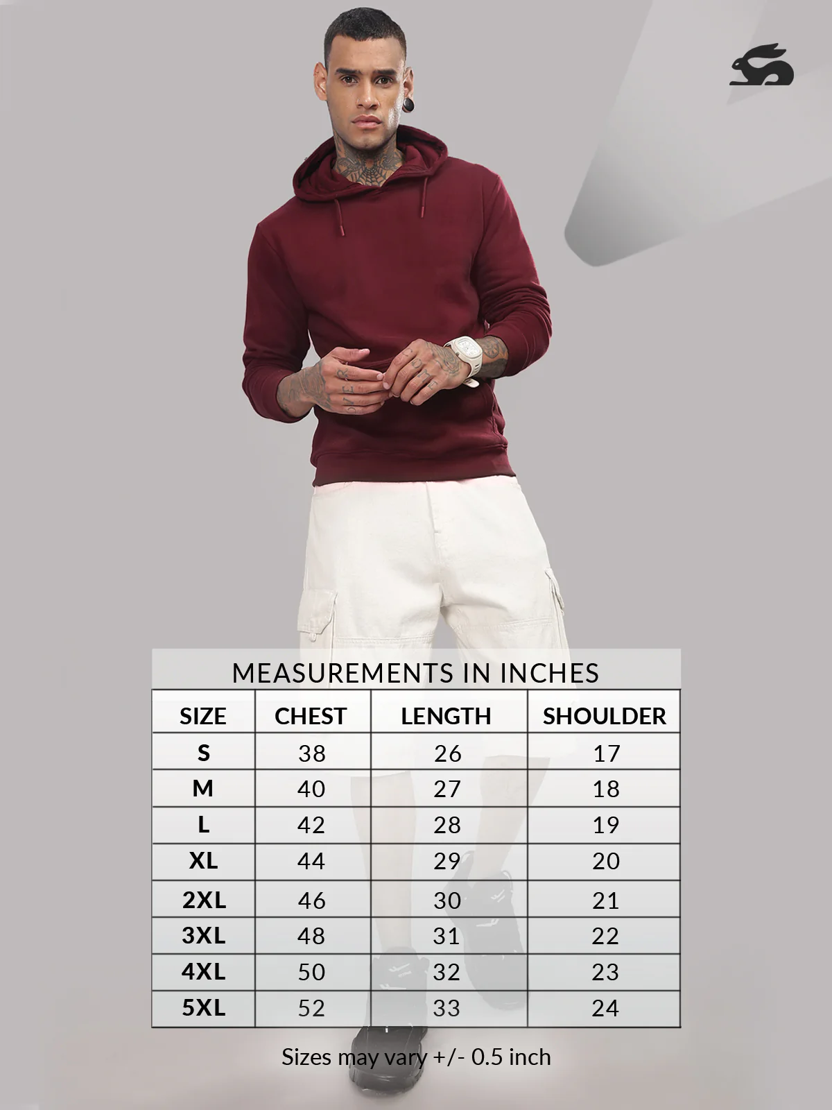 Men Maroon Cotton Fleece Printed Hoodie - Image 6