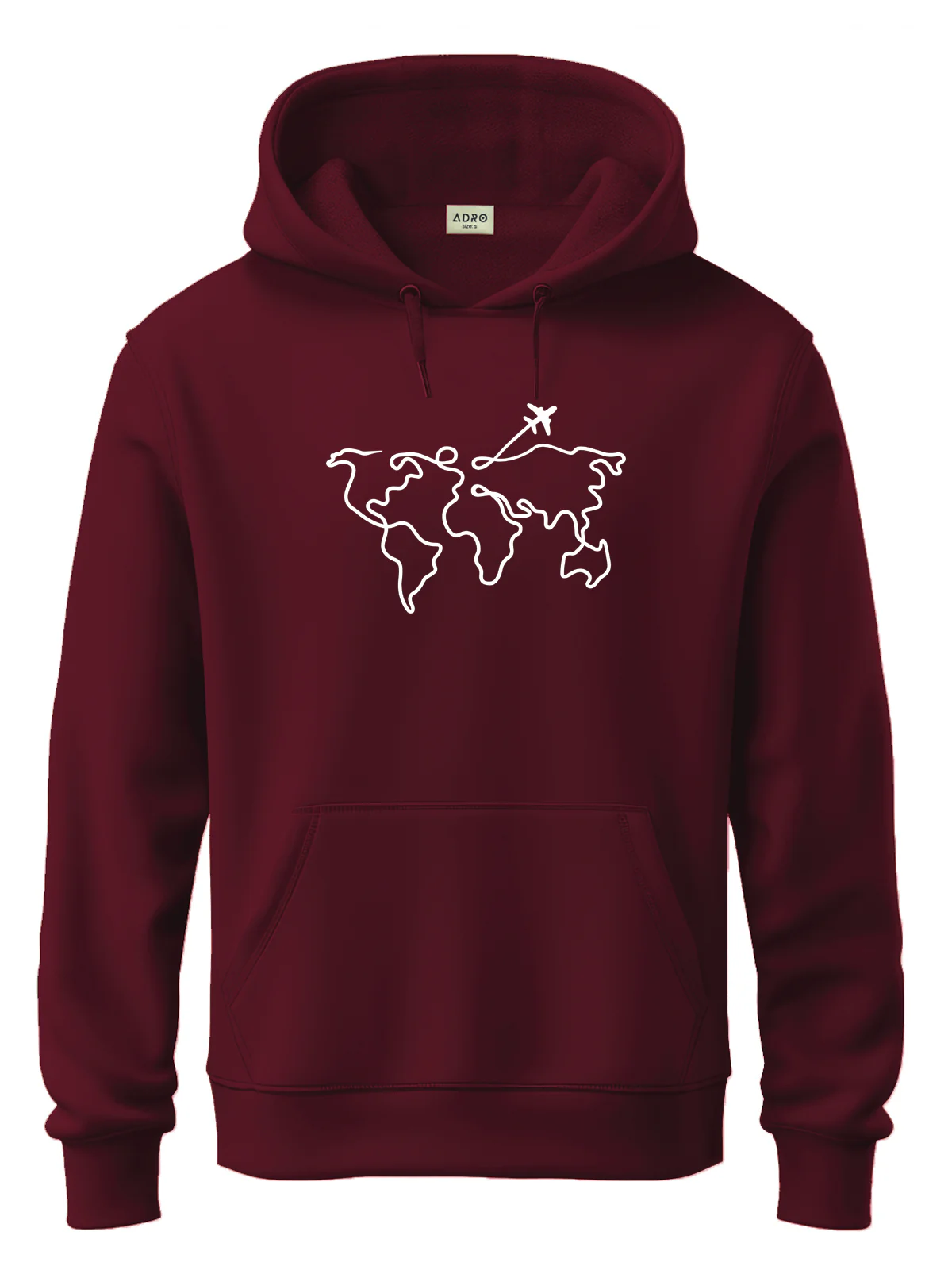 Men Maroon Cotton Fleece Printed Hoodie