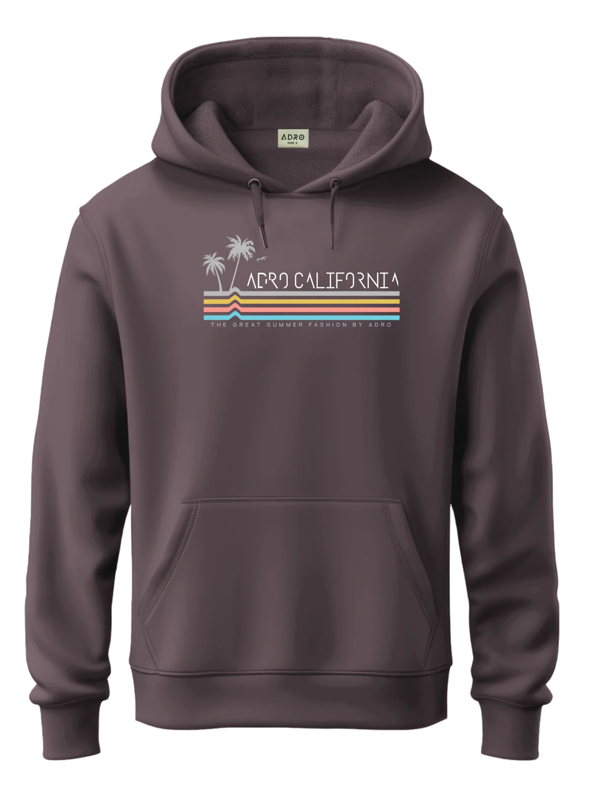 Men Mauve Cotton Fleece Hoodie
