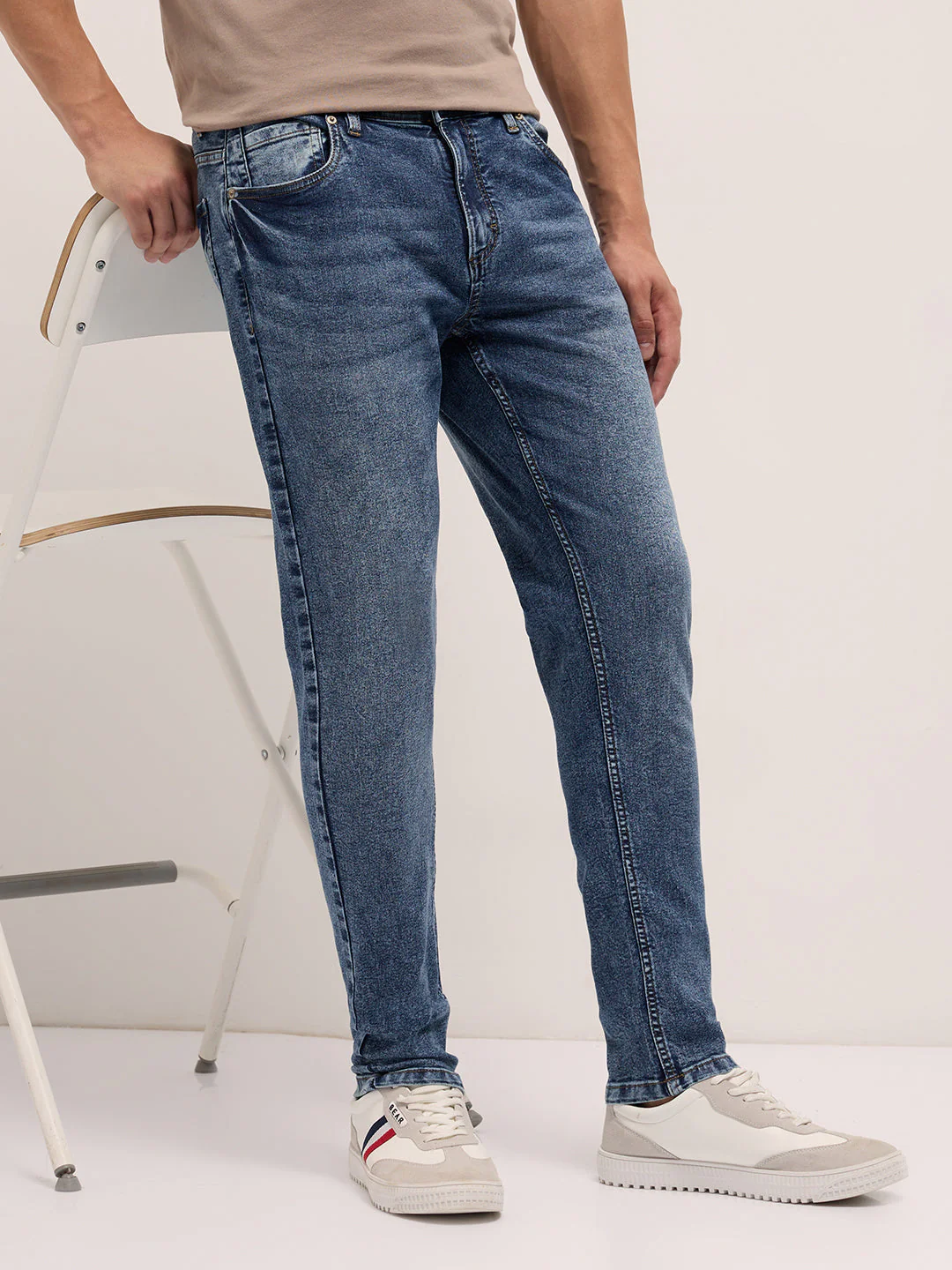 Men Mid Blue Mid-Rise Skinny Fit Jeans