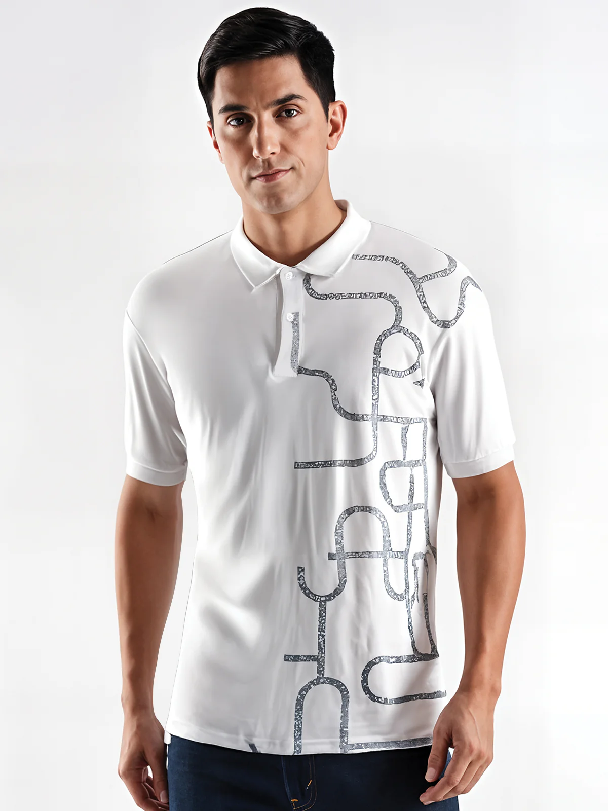 Men White Regular Fit Polo T-Shirt