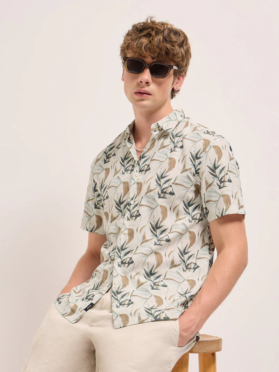Men Multi-Color abstract botanical print Relax Fit Casual shirt