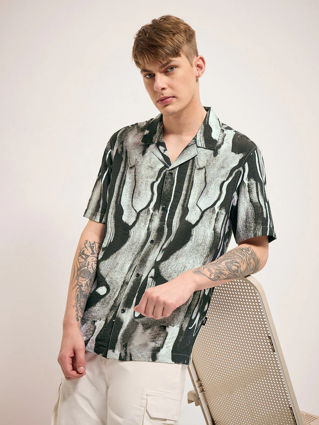 Men Multi-Color Abstract Print Regular Fit Casual Shirt