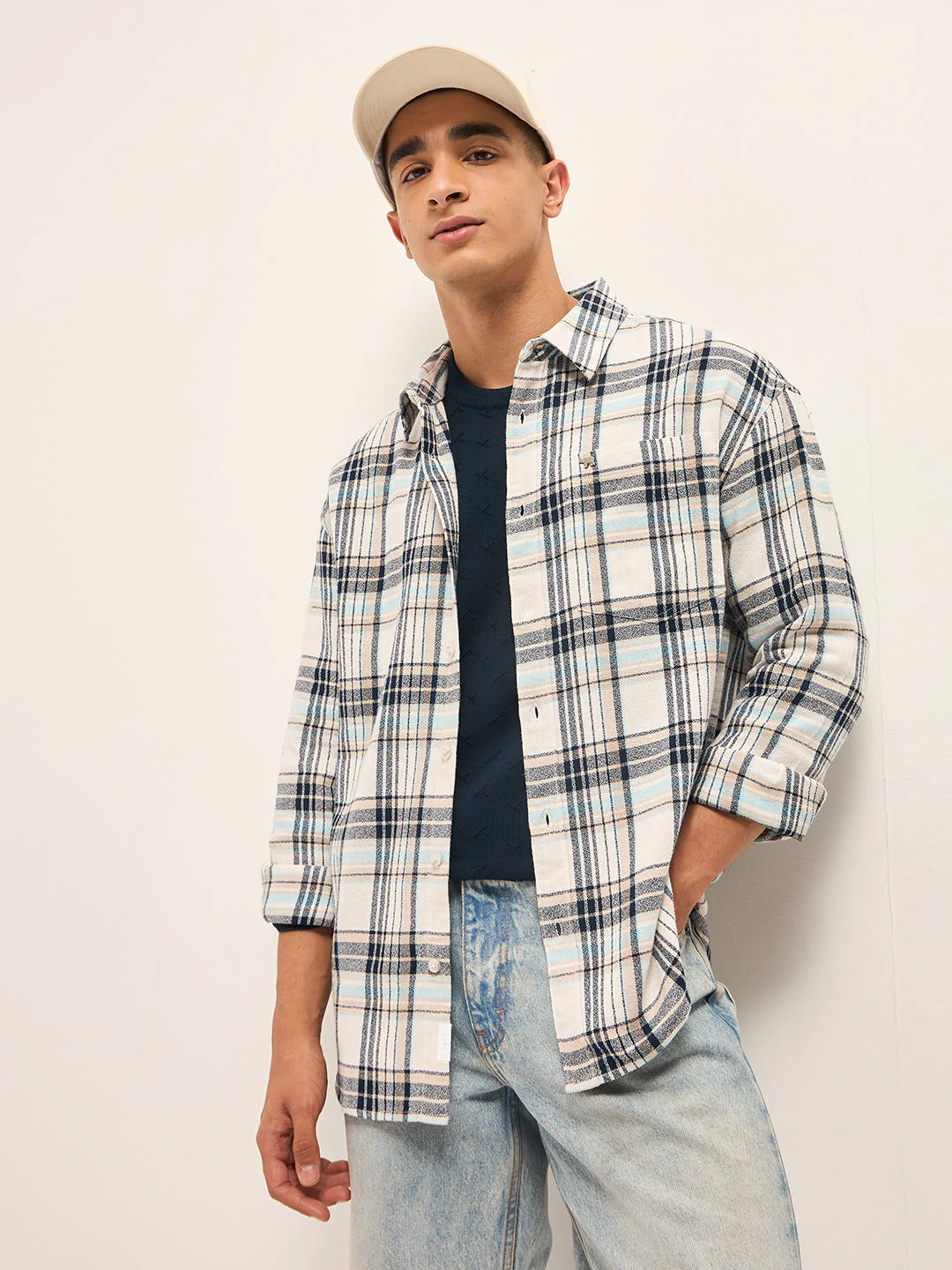 Men Multi-Color Flannel Checked Relaxed Fit Overshirt
