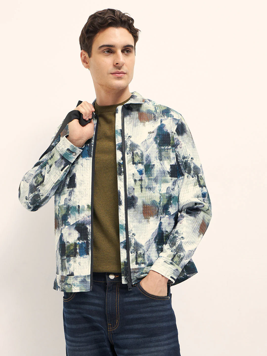Men Multi-color Regular fit Abstract Print Jacket