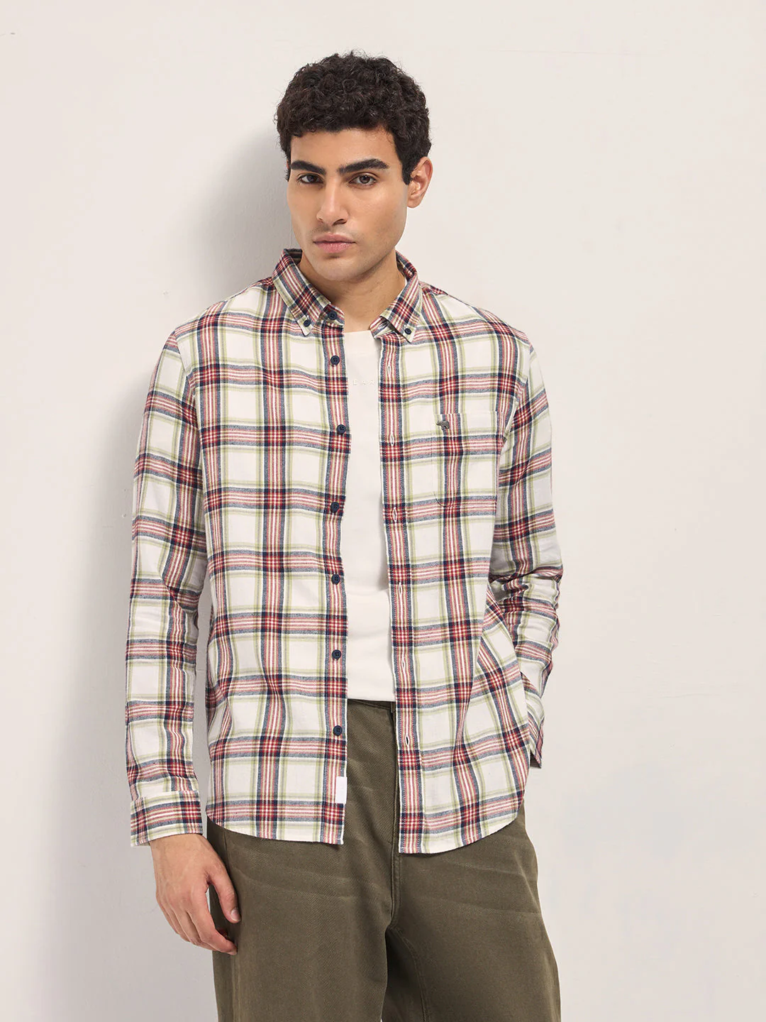 Men Multi-Color Tartan Check Slim Fit Casual Shirt