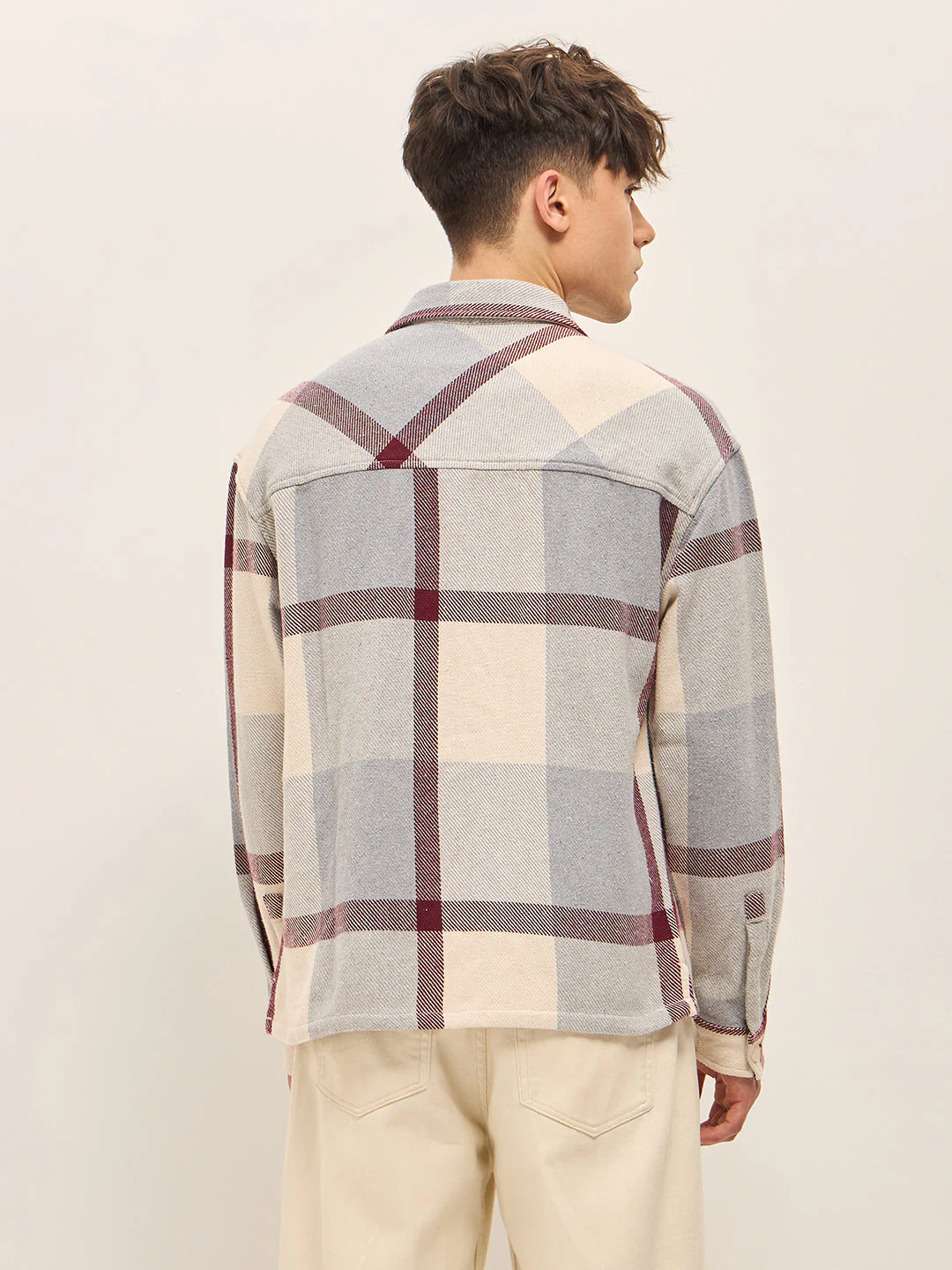 Men Multi-Colour Checkered Relaxed Fit Shacket - Image 2
