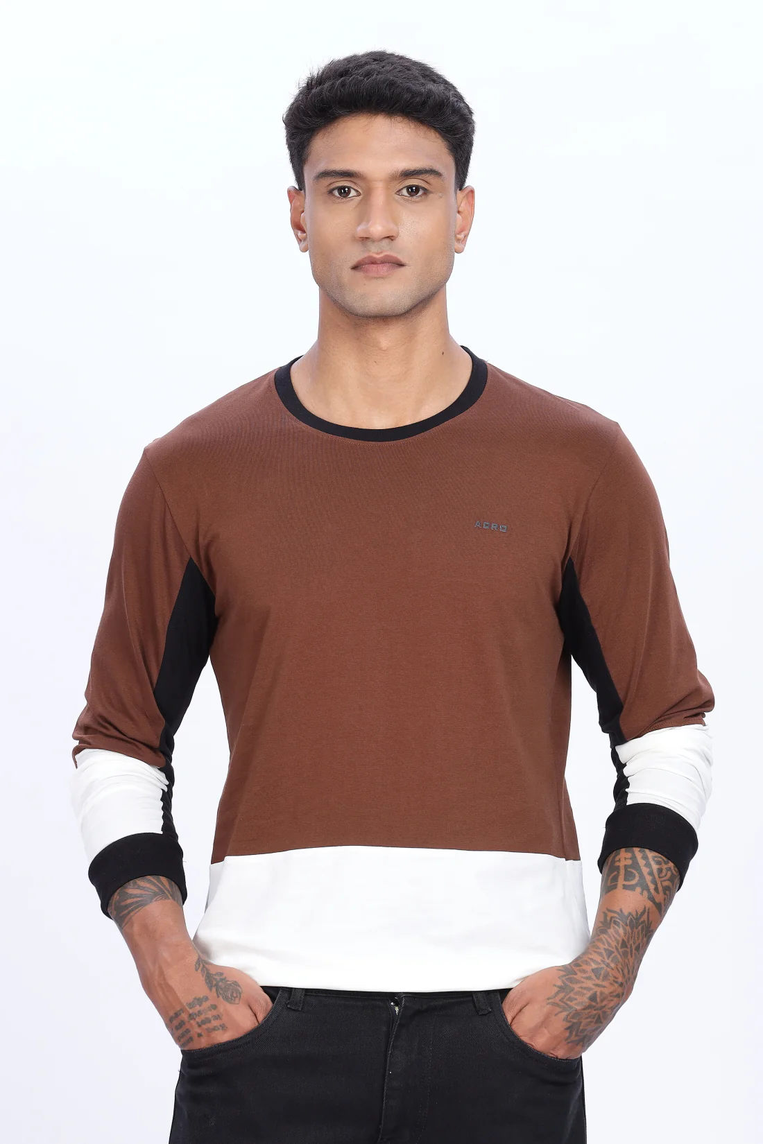 Men Multicolor Full Sleeve Relaxed Fit T-Shirt