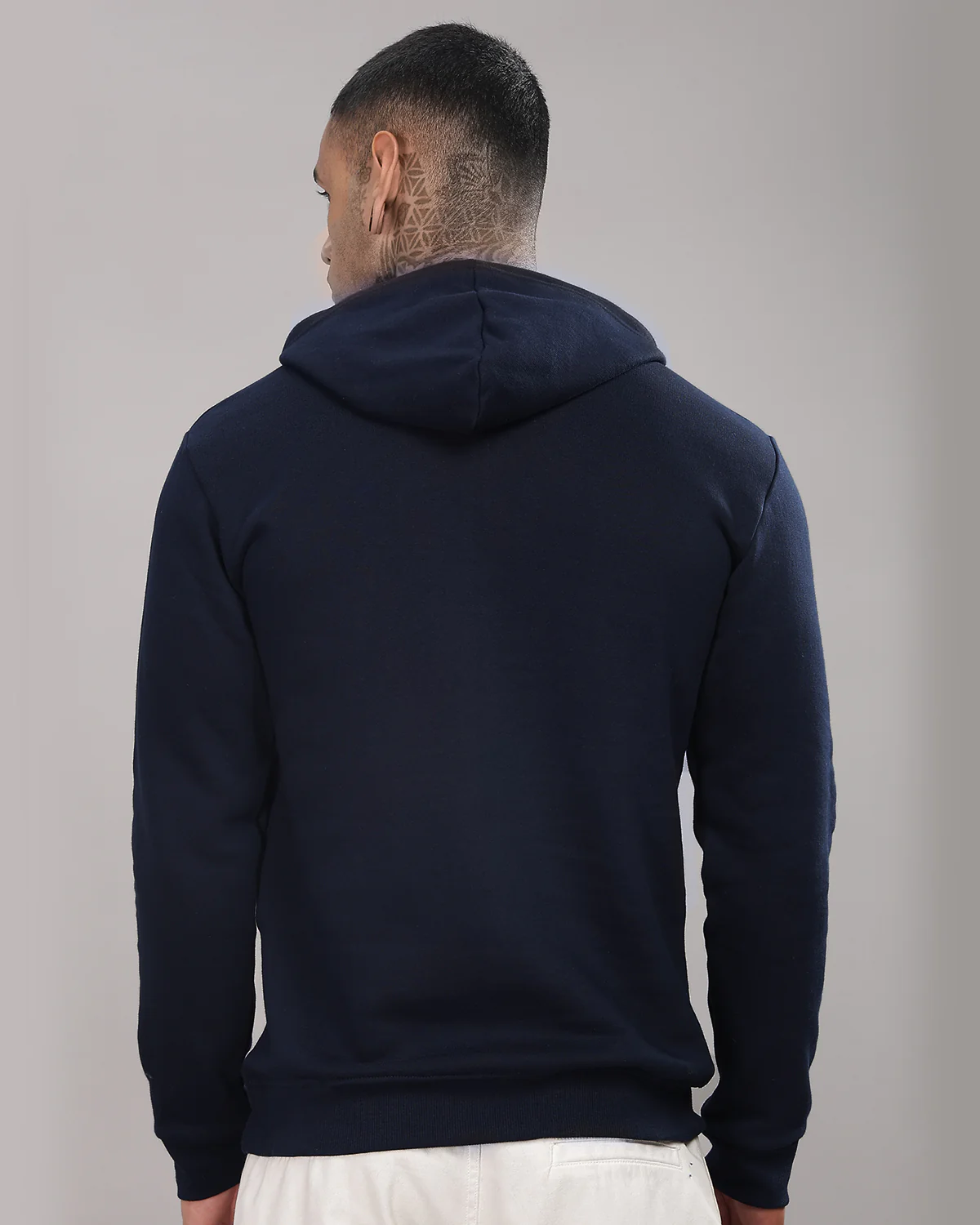 Men Navy Blue Printed Hoodie - Image 5