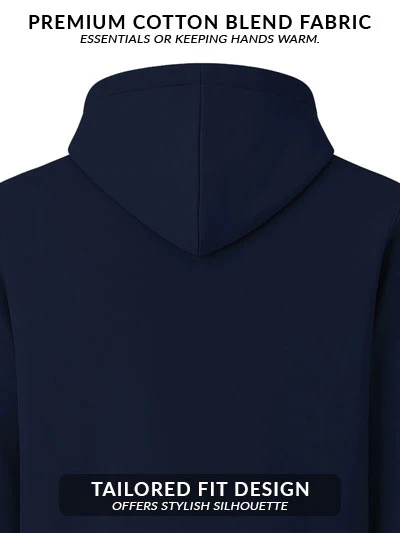 Men Navy Cotton Fleece Printed Hoodie - Image 4