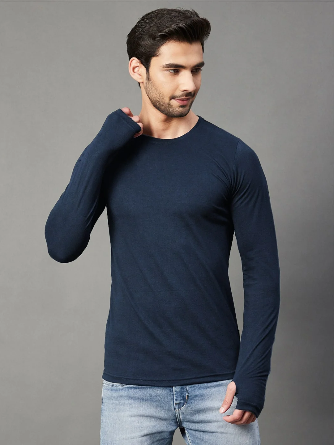 Men Navy Cotton Jersy T-Shirt