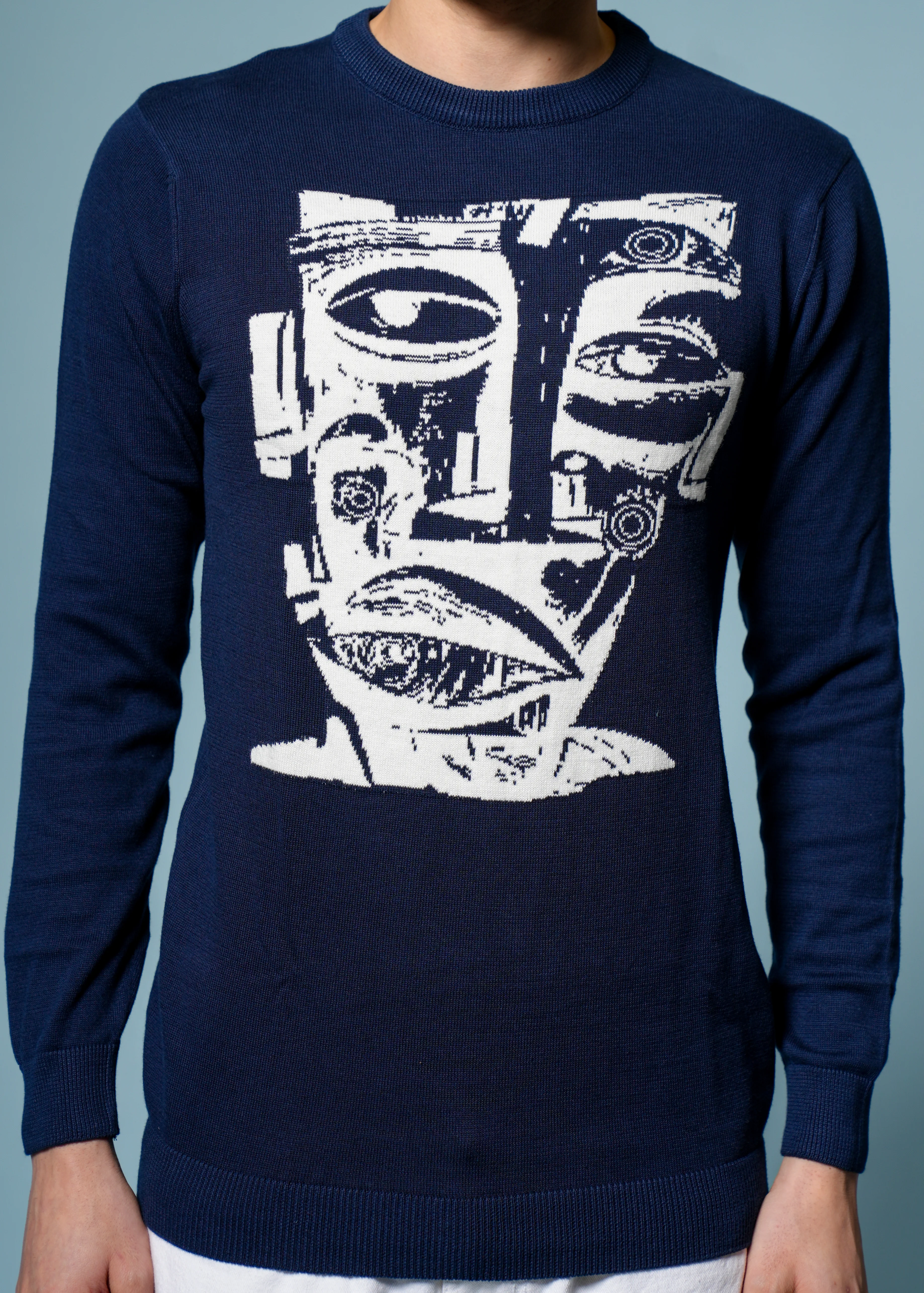 Men Navy Cotton Sweatshirt - Image 5