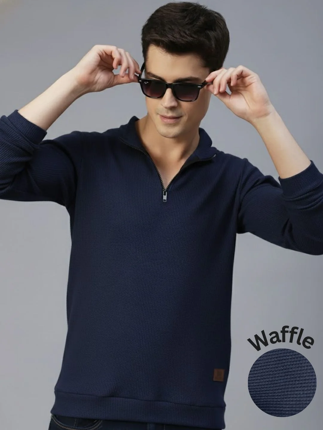 Men Navy Polo Neck T-Shirt