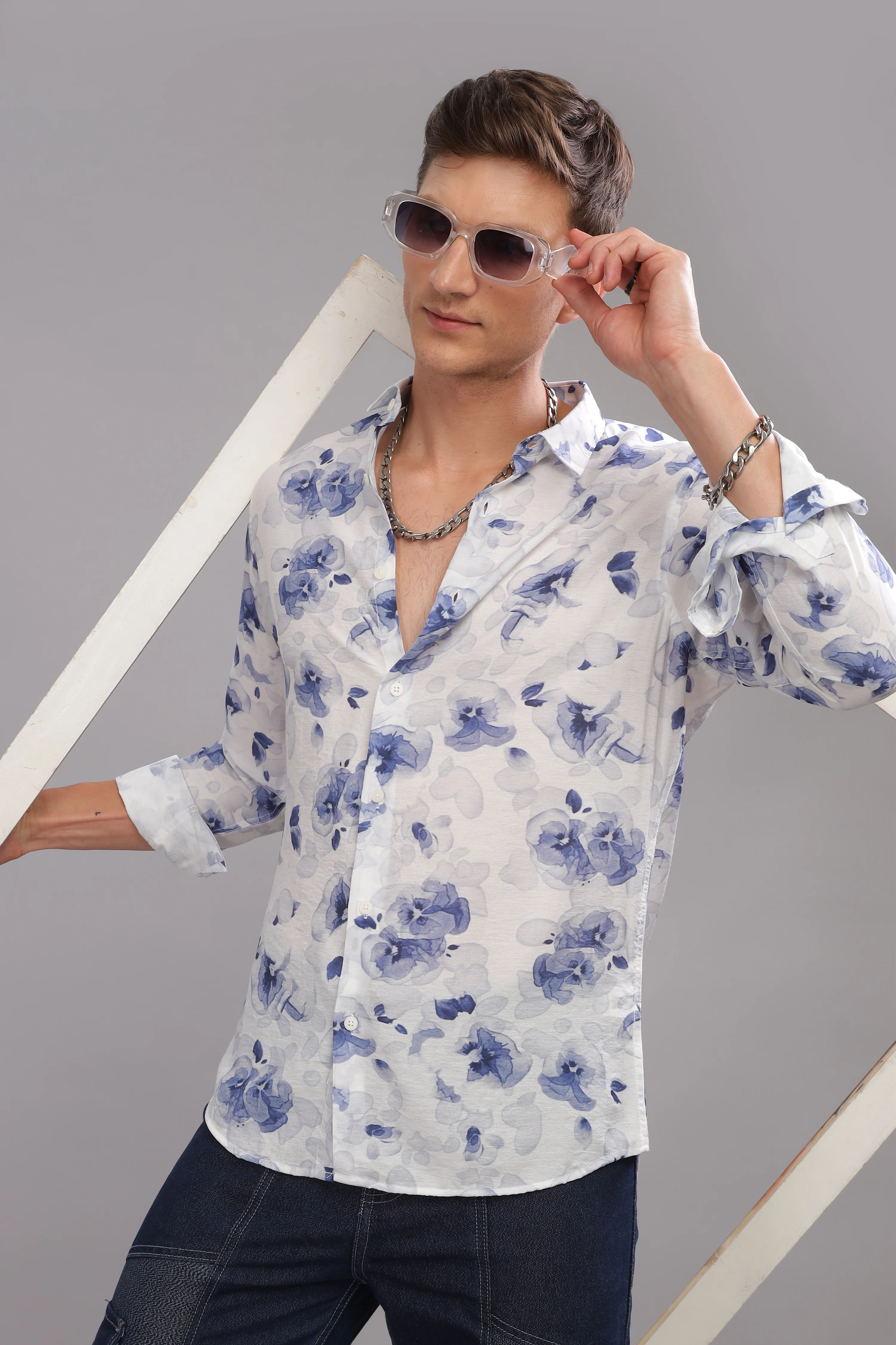 Men Navy Slim Fit Shirt