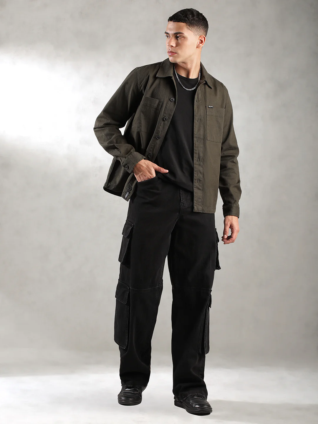 Men Olive Comfort Fit Shirt - Image 2