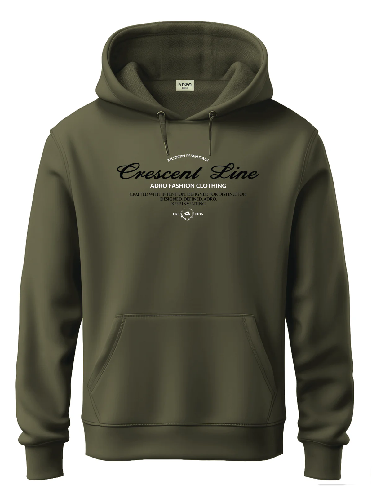 Men Olive Cotton Fleece Printed Hoodie