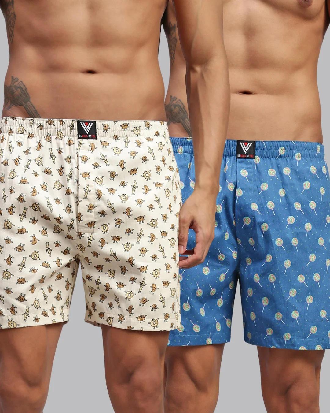 Men Pack of 2 Printed Cotton Boxer Shorts