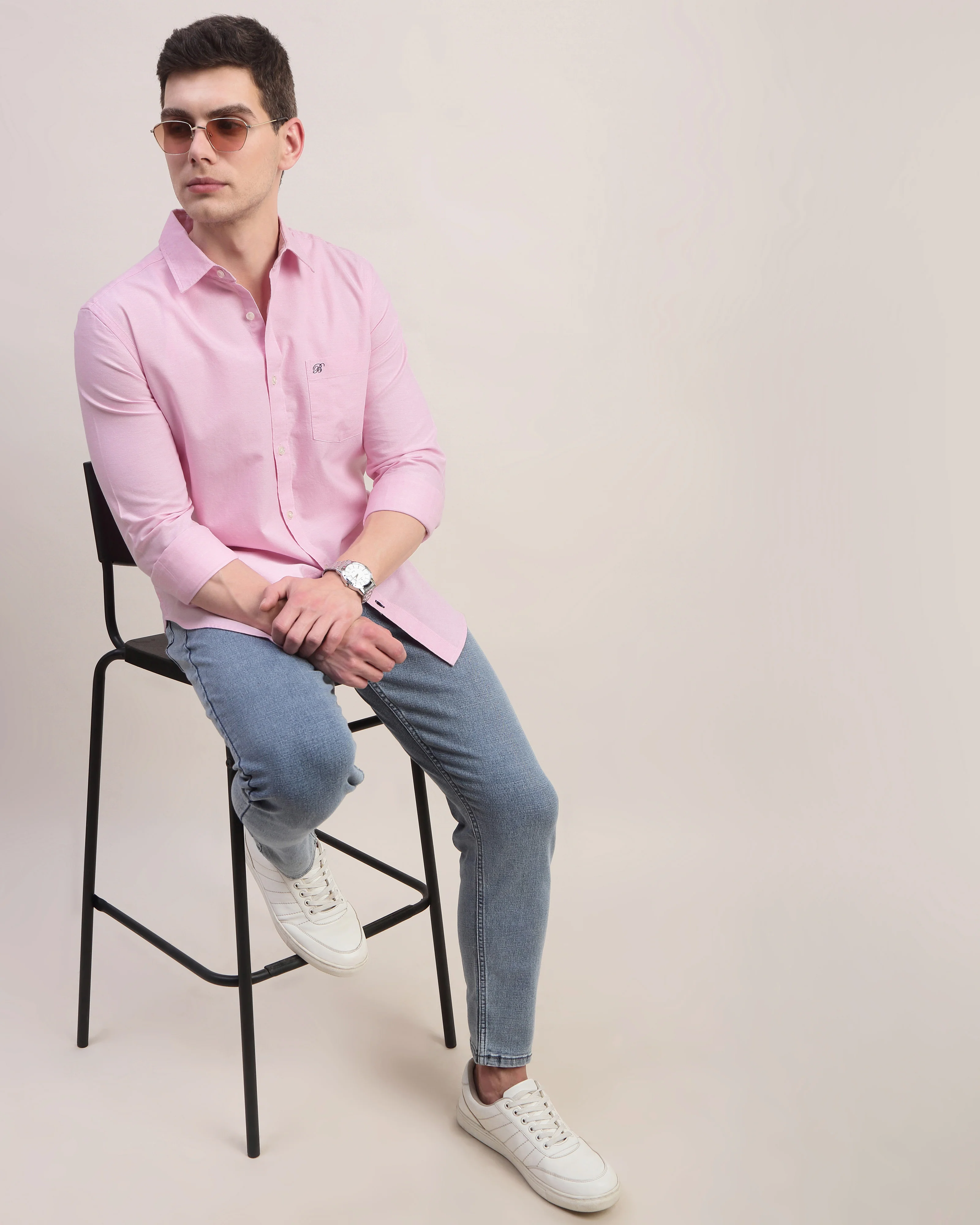 Men Pink Oxford Shirt