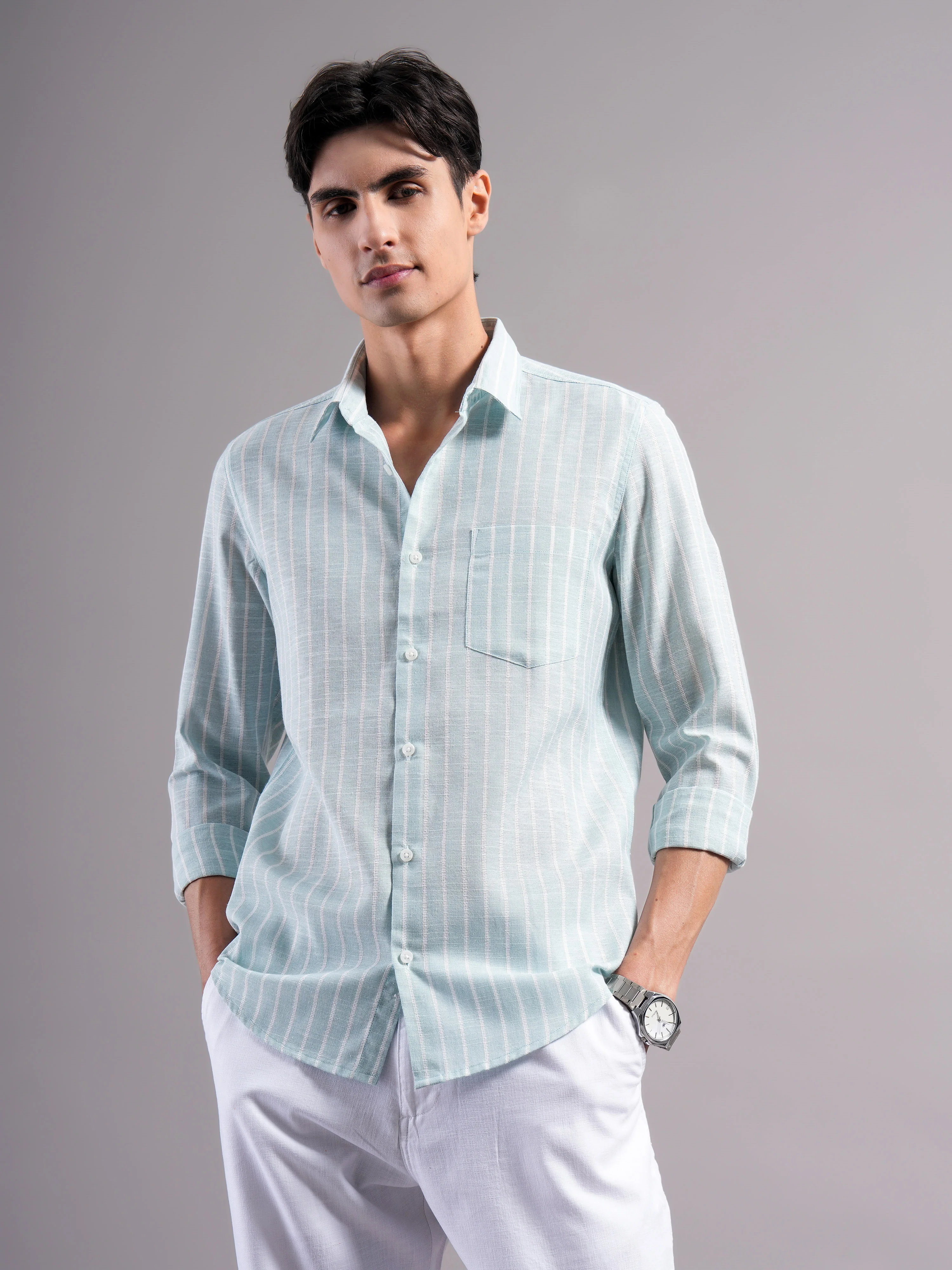 Men Polycotton Striped Shirts