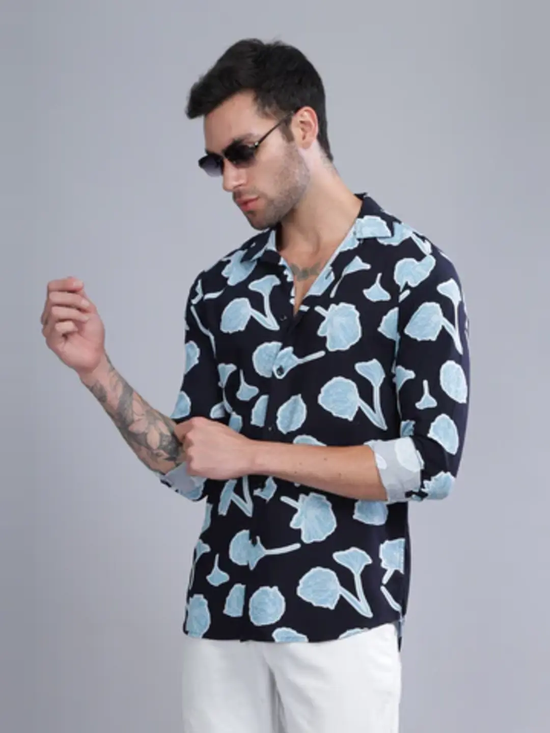 Men Poppy Blue Rayon Shirt