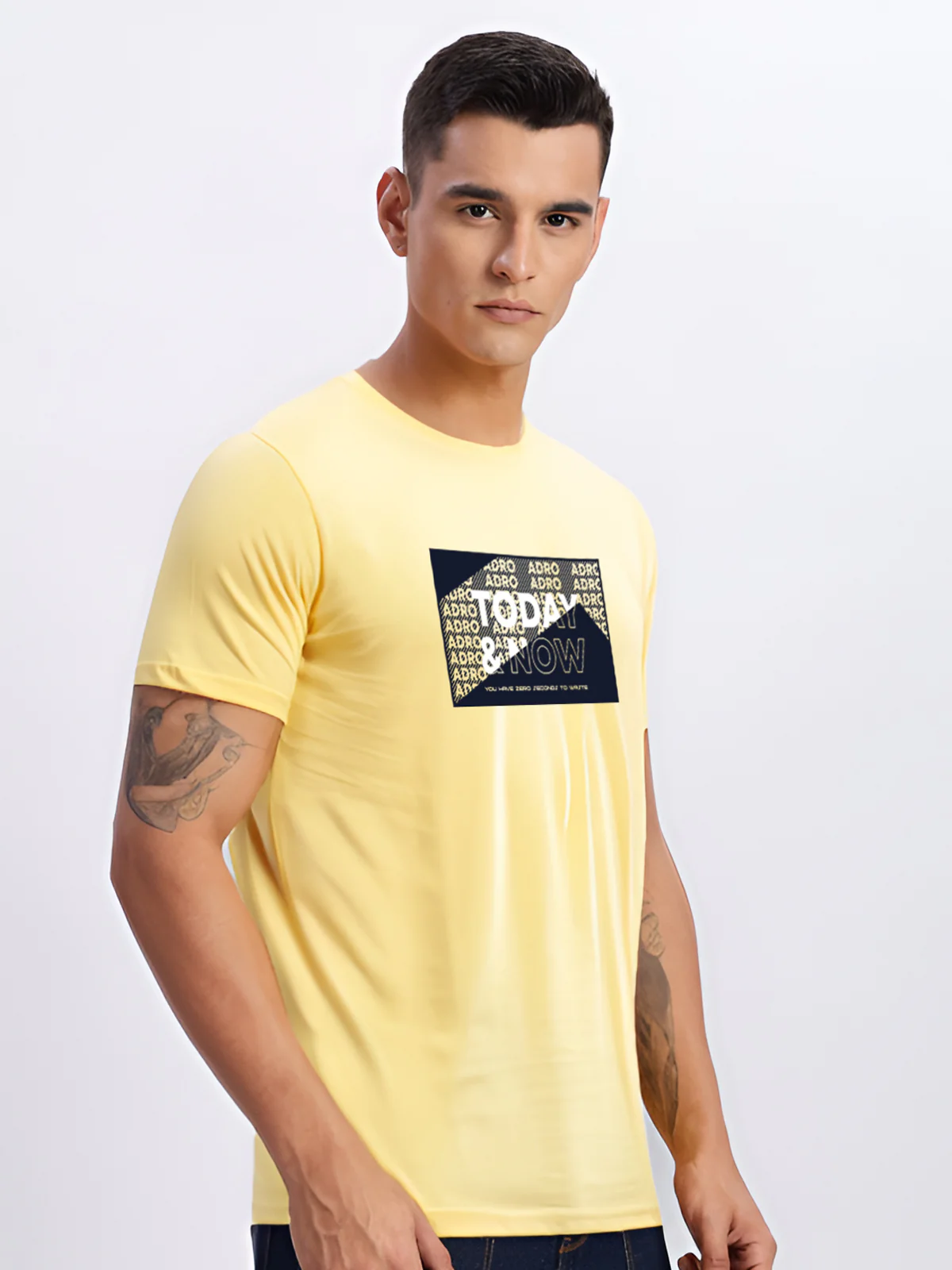 Men Printed Yellow T Shirt
