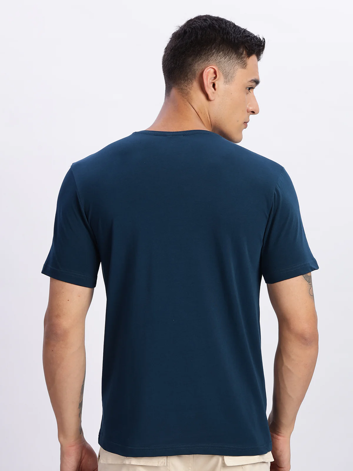 Men Printed Teal T Shirt - Image 5