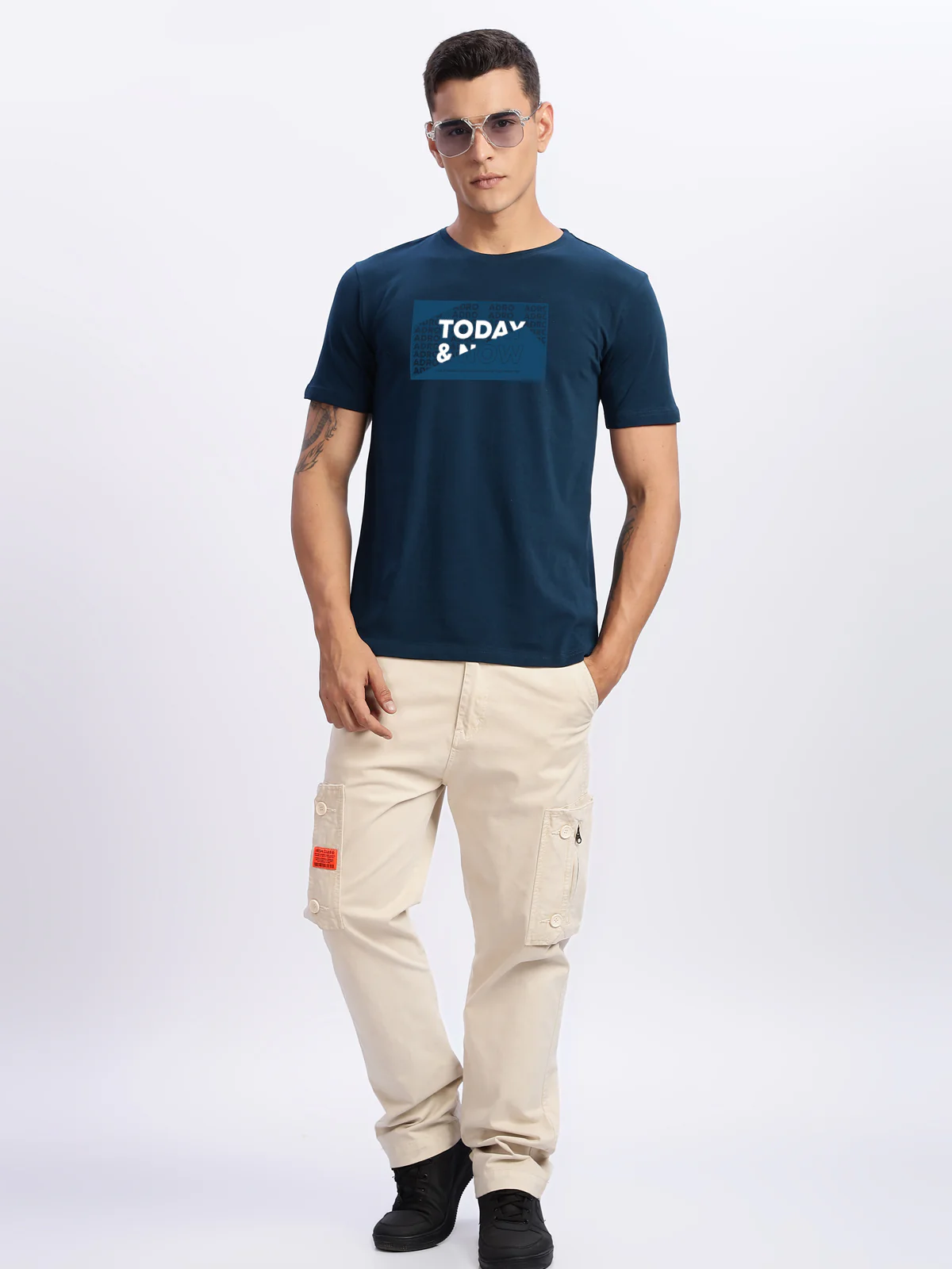 Men Printed Teal T Shirt