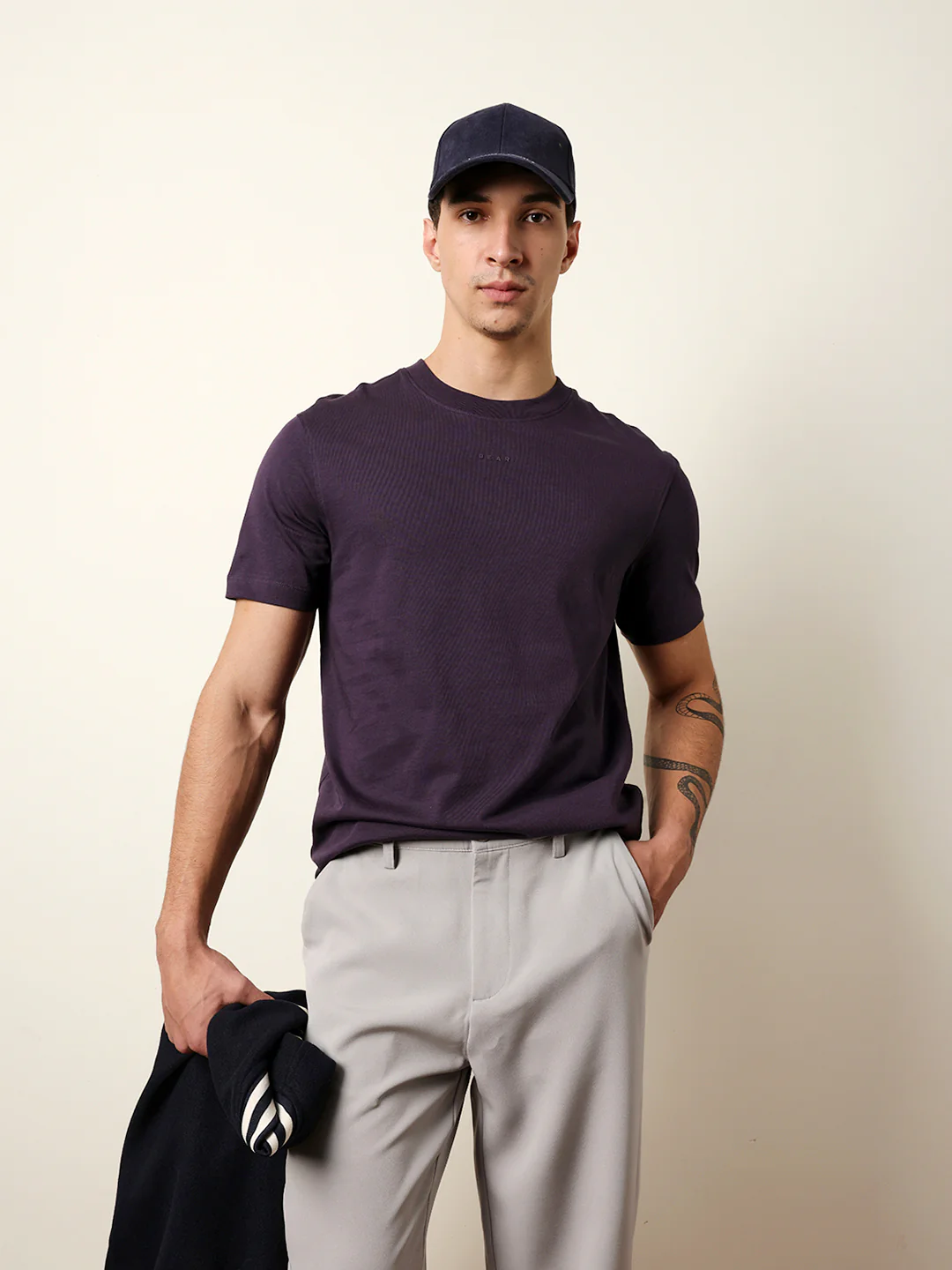 Men Purple Half Sleeve Regular T-Shirt