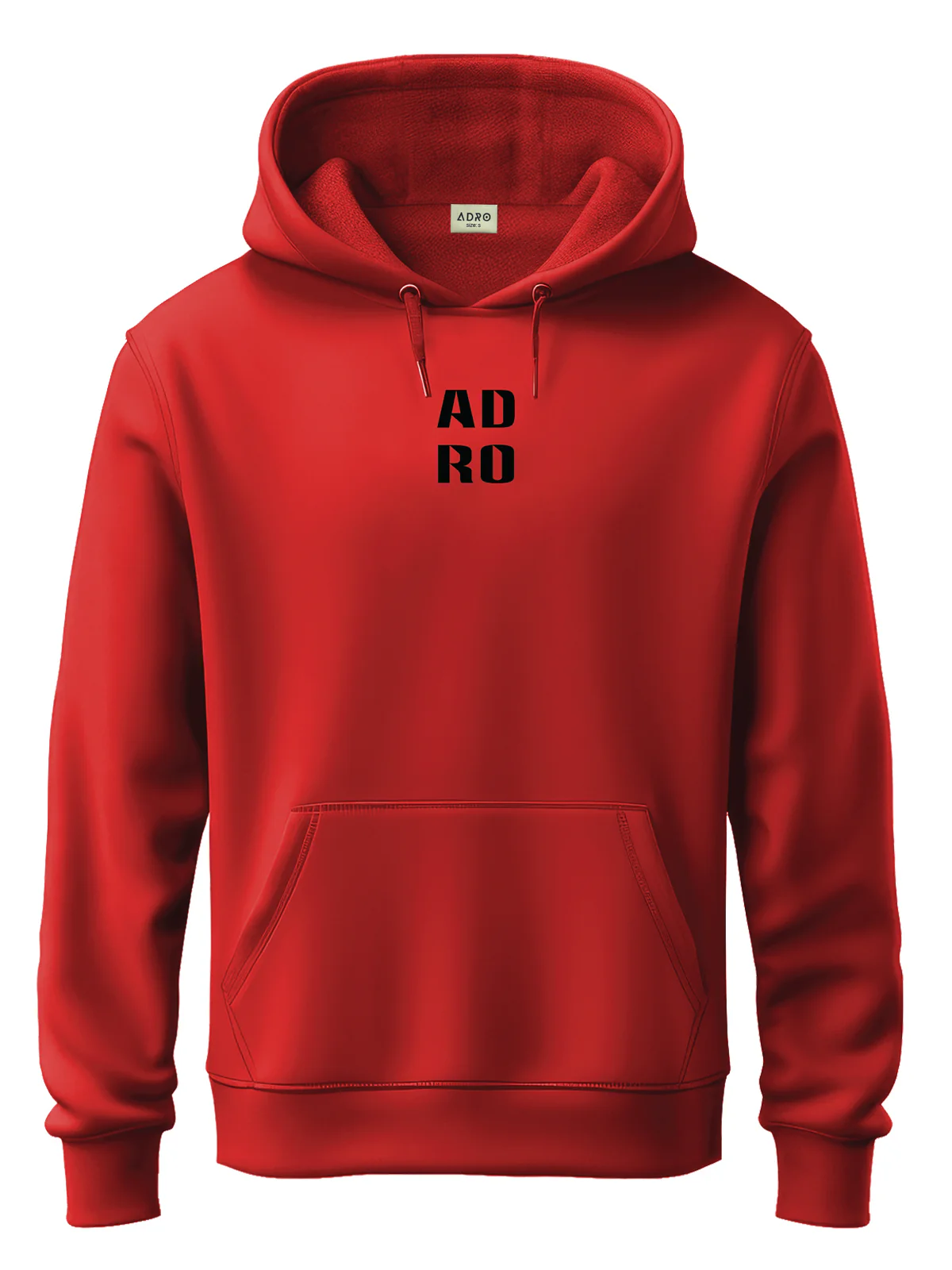 Men Red Cotton Fleece Hoodie