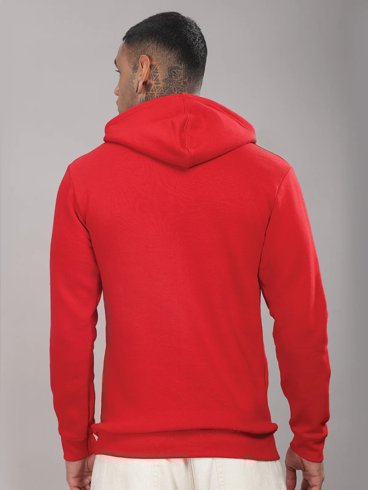 Men Red Cotton Fleece Hoodie - Image 2