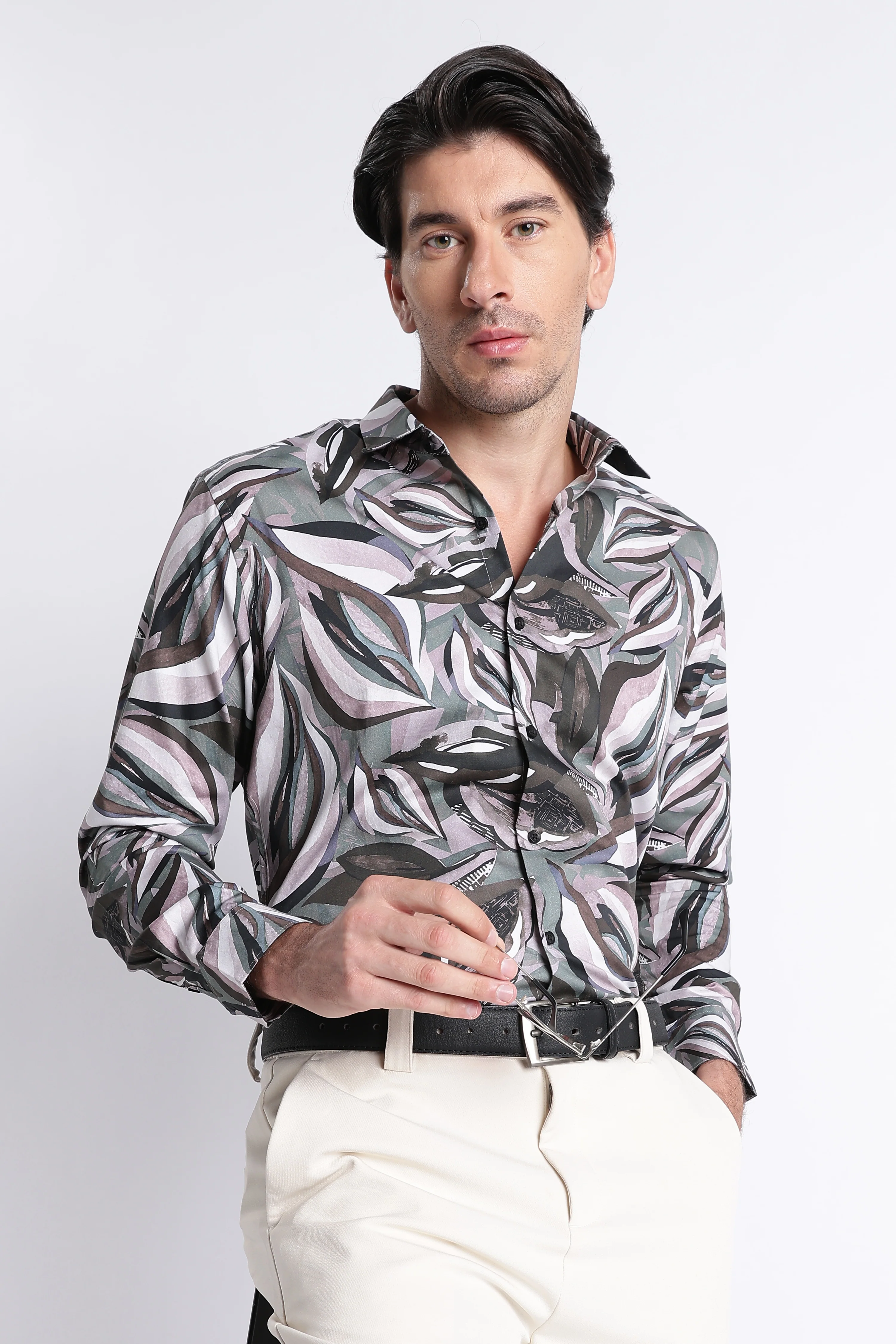 Men Refined Floral Digital Print Shirt