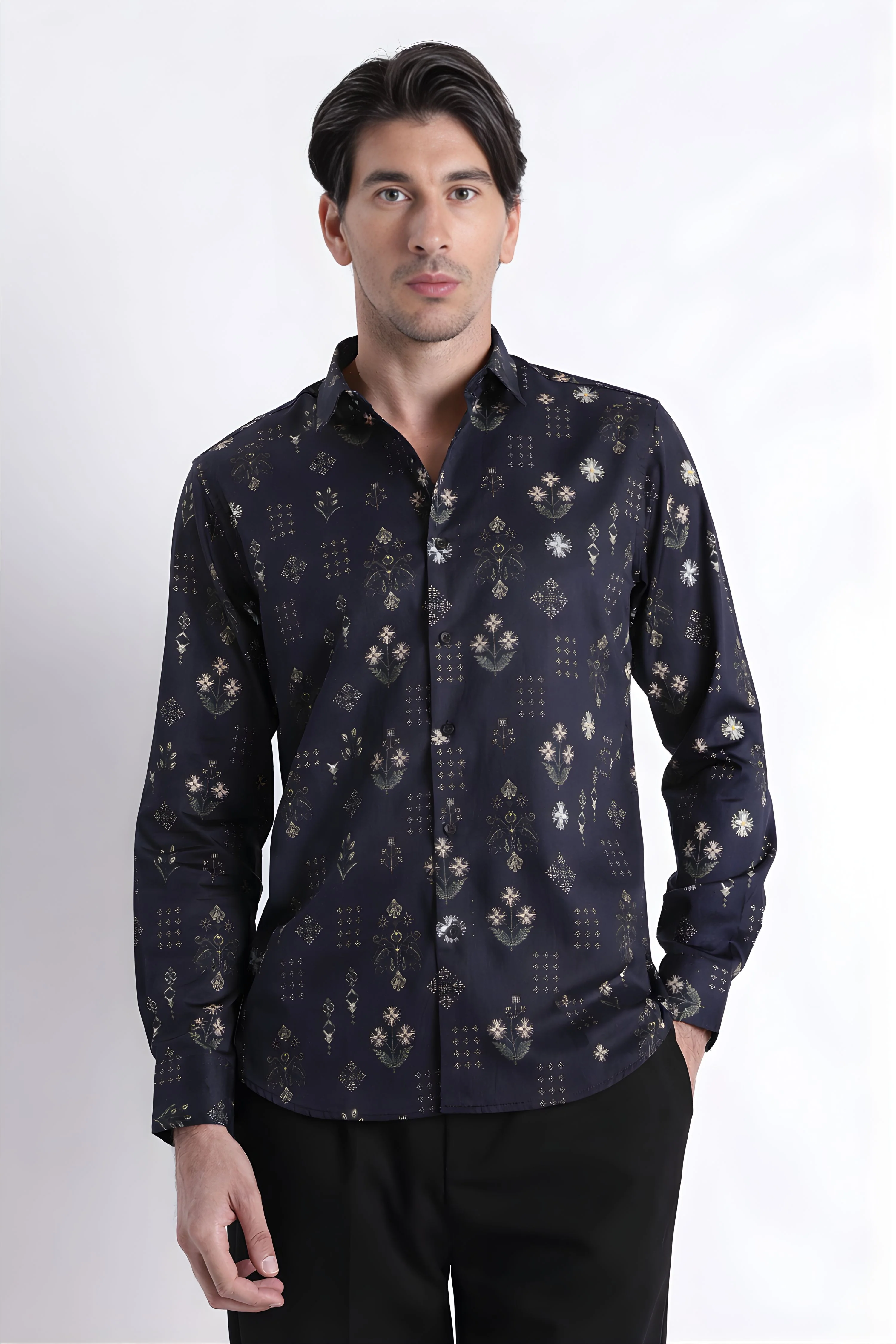 Men Refined Floral Digital Print Shirt