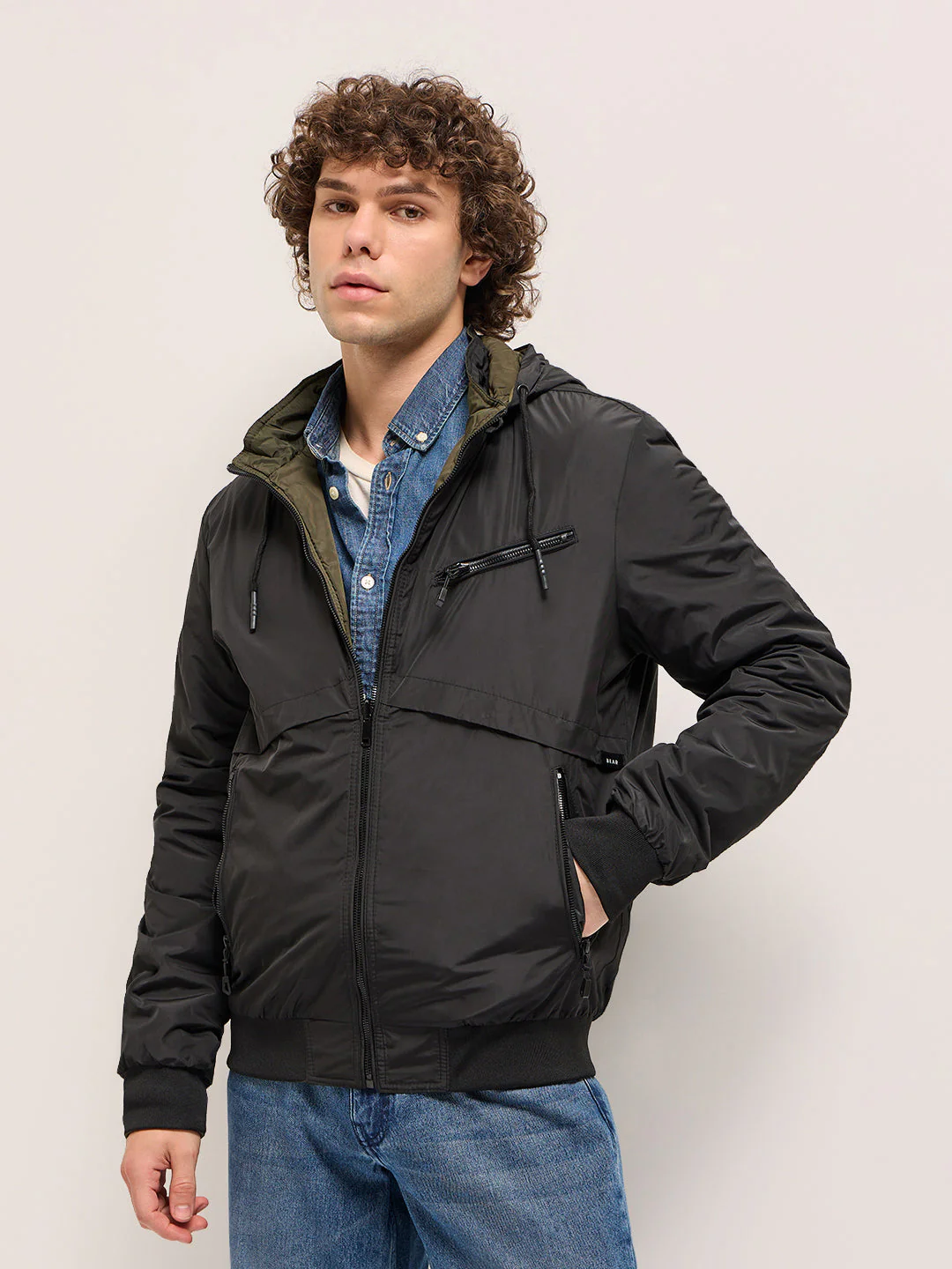 Men Reversible Back and Army Green Jacket