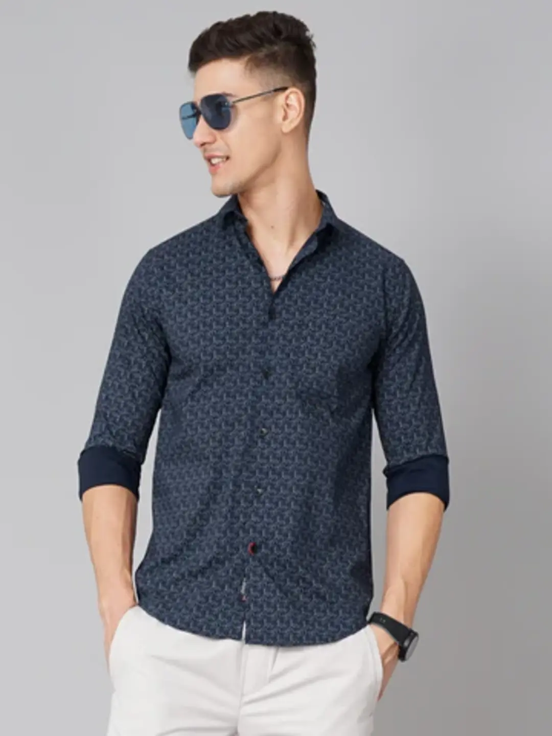 Men Ripple Navy Shirt