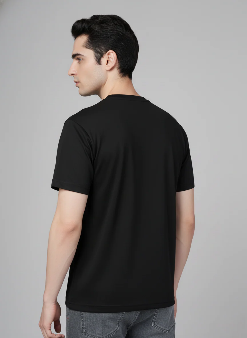 Men Cotton Black Printed Tshirt - Image 7
