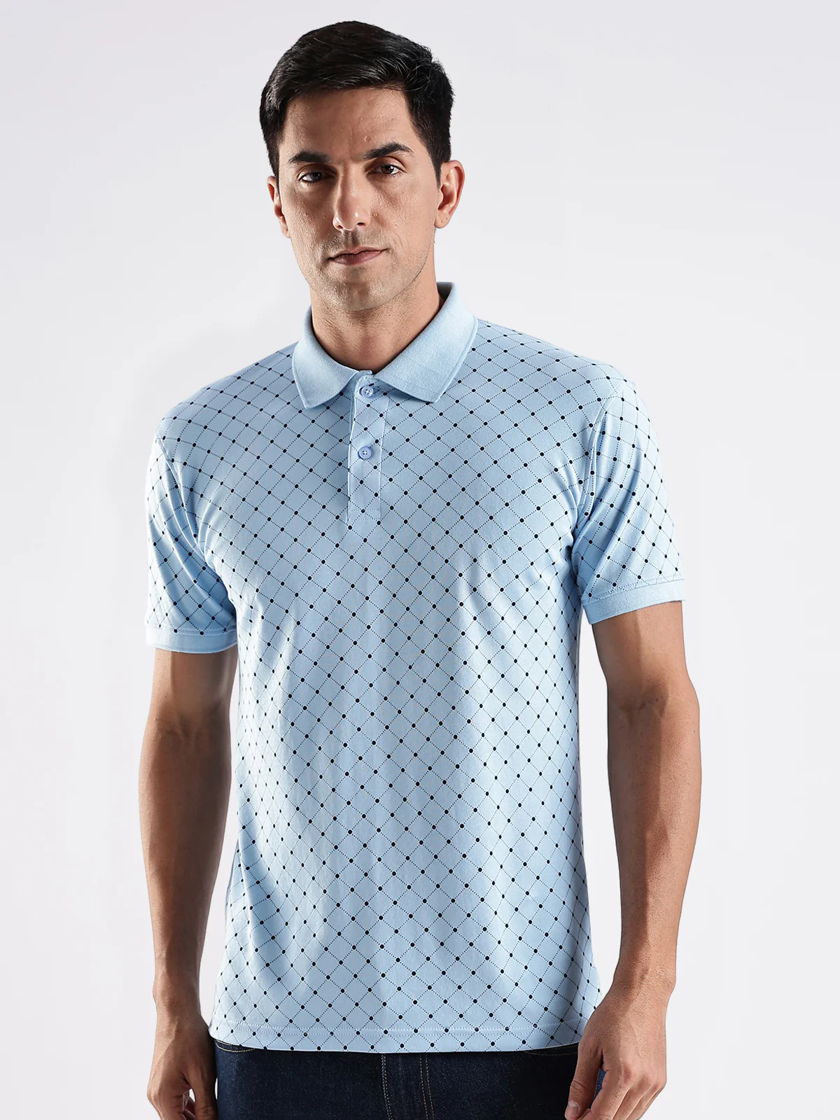 Men Sky Blue Regular Fit Polo T-Shirt