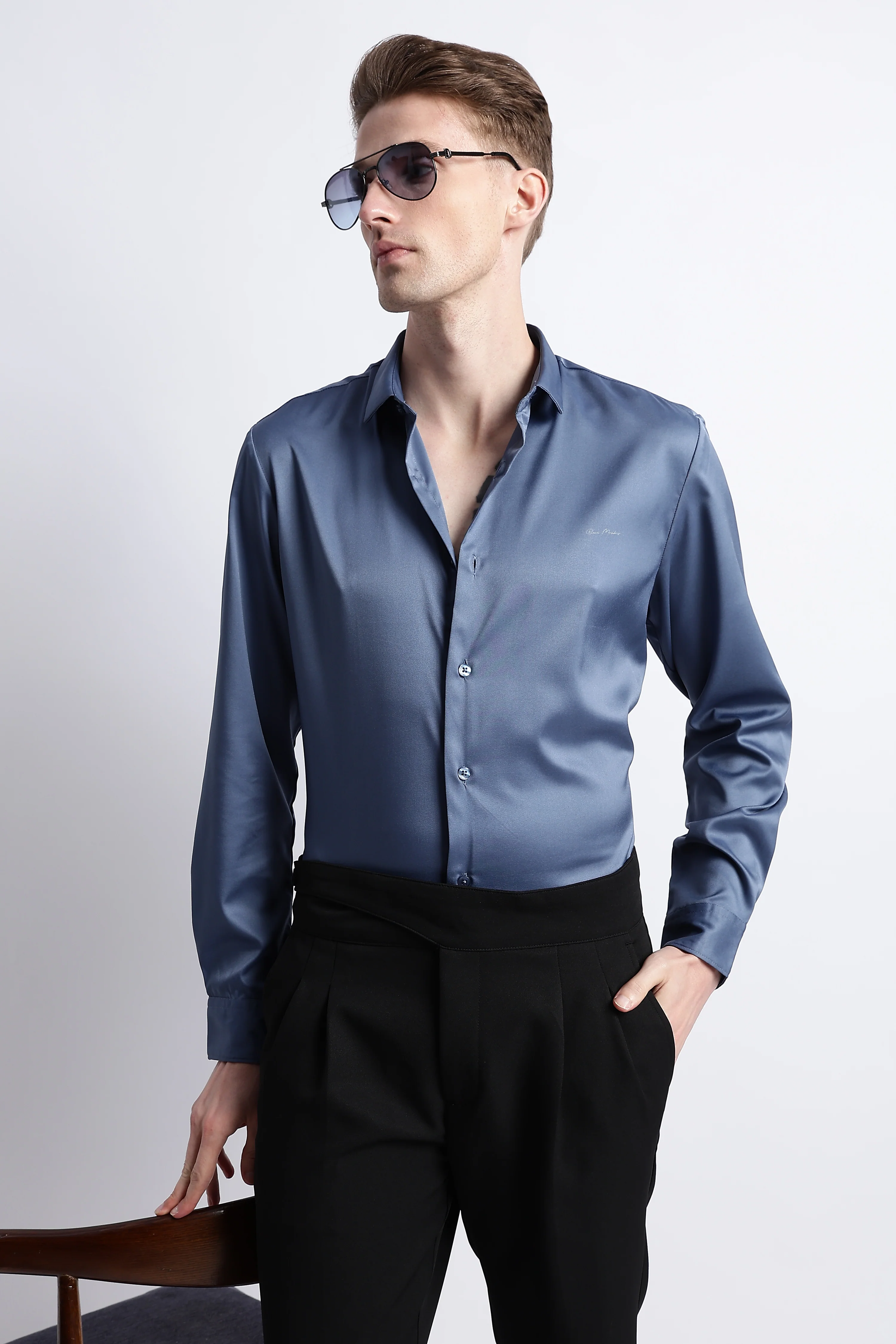 Men Smooth Satin Party Shirt