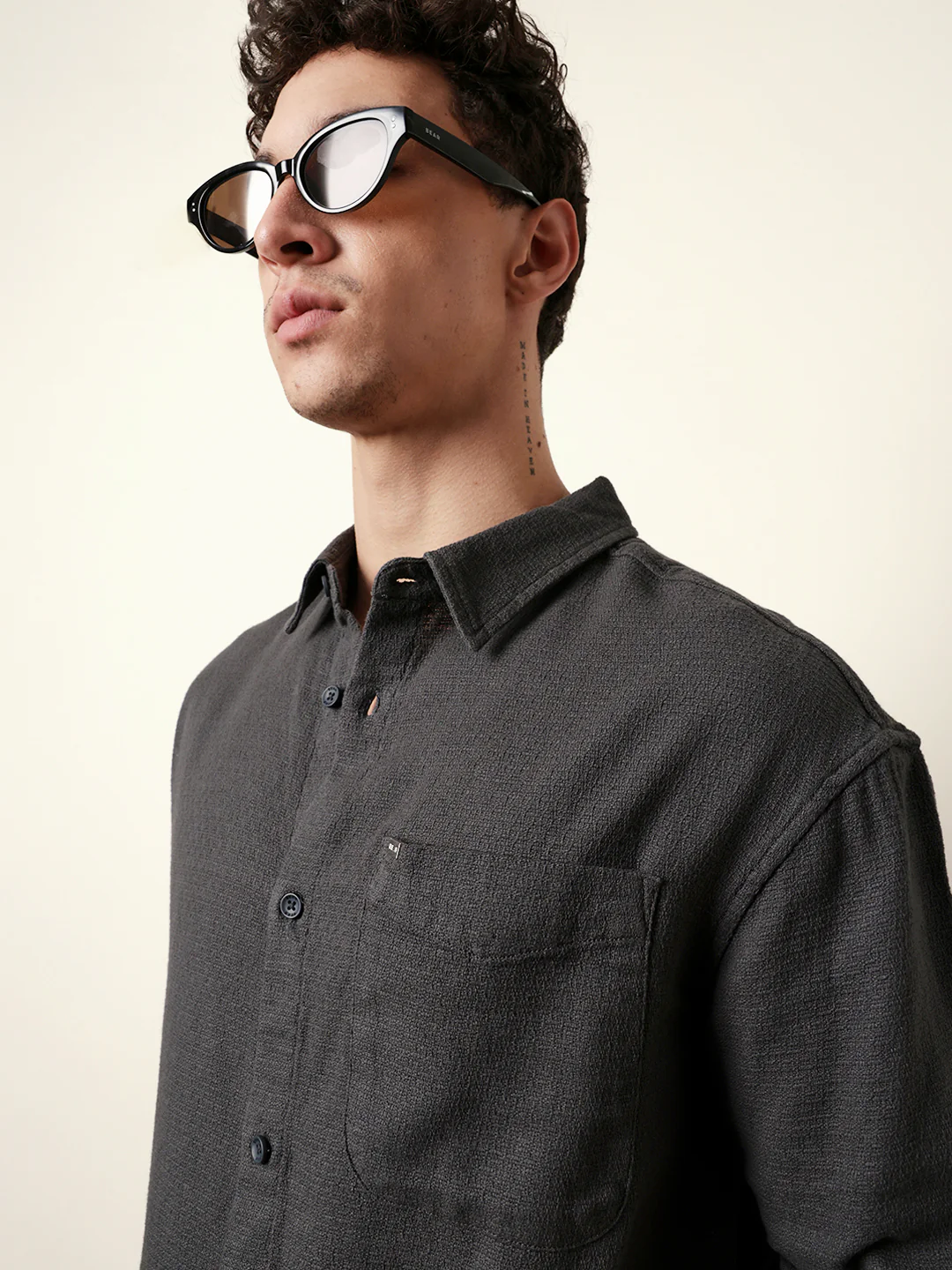 Men Solid Casual Full-Sleeve Shirt