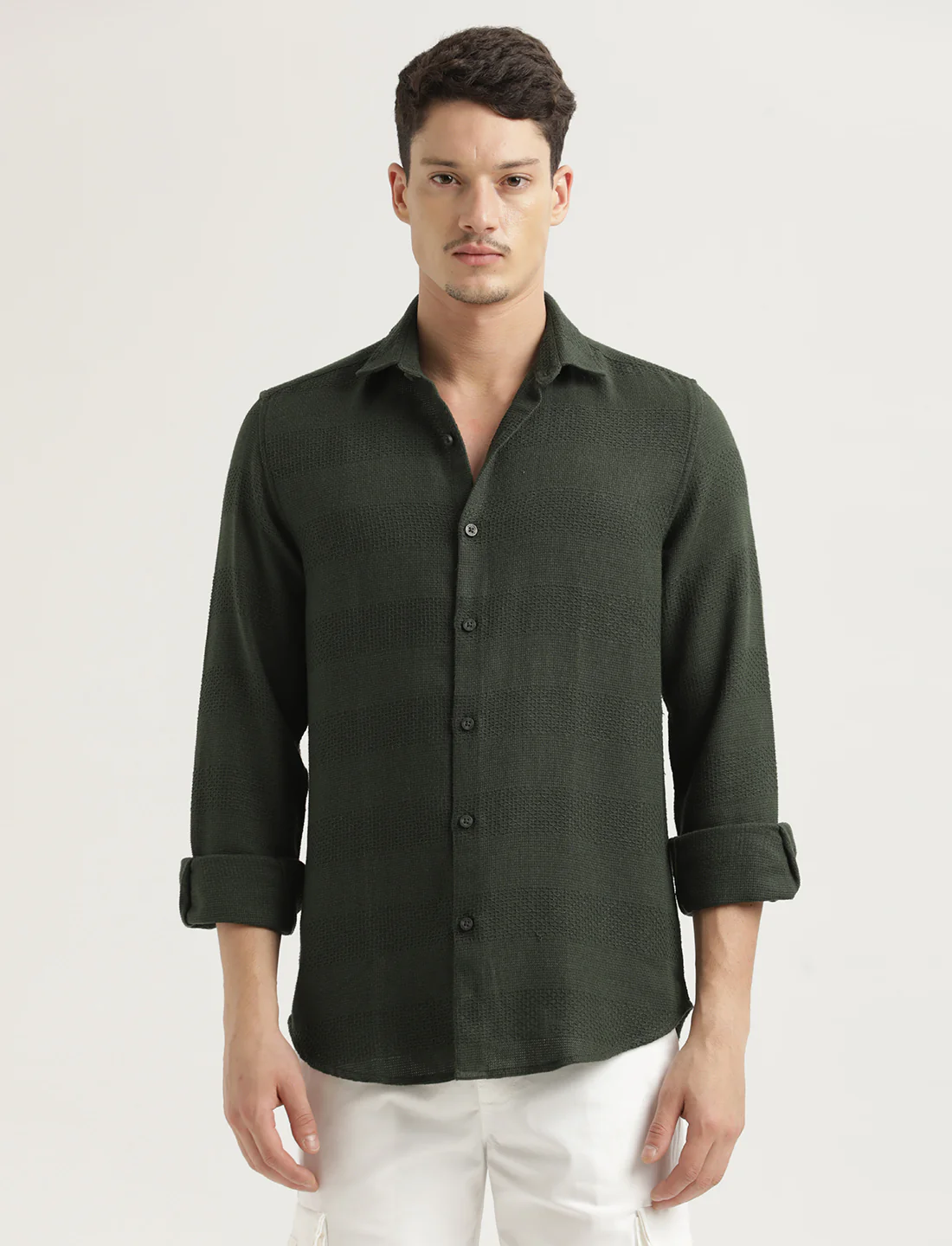Men Textured Cotton Slim-Fit Shirt