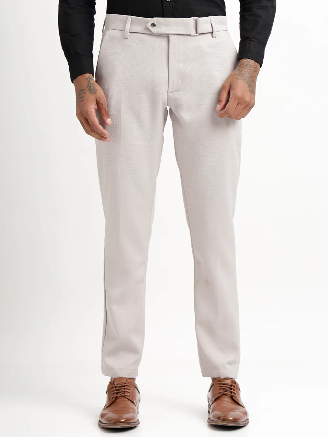 Men Textured  Slim Fit Trousers