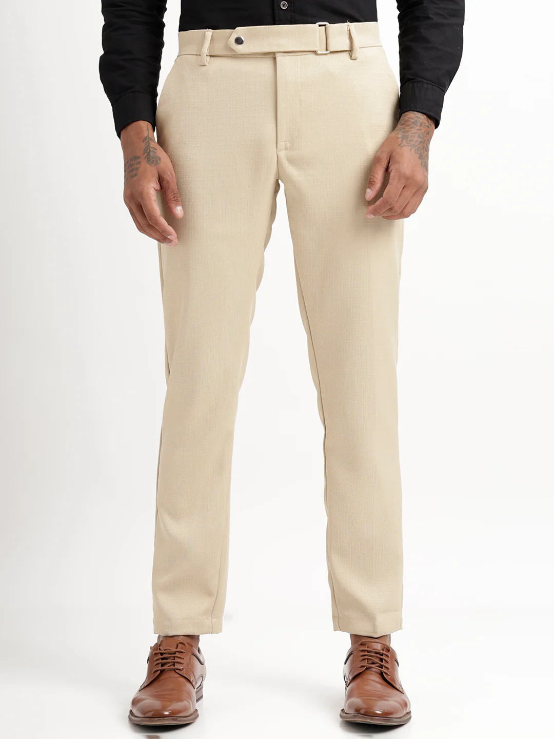 Men Textured Slim Fit Trousers