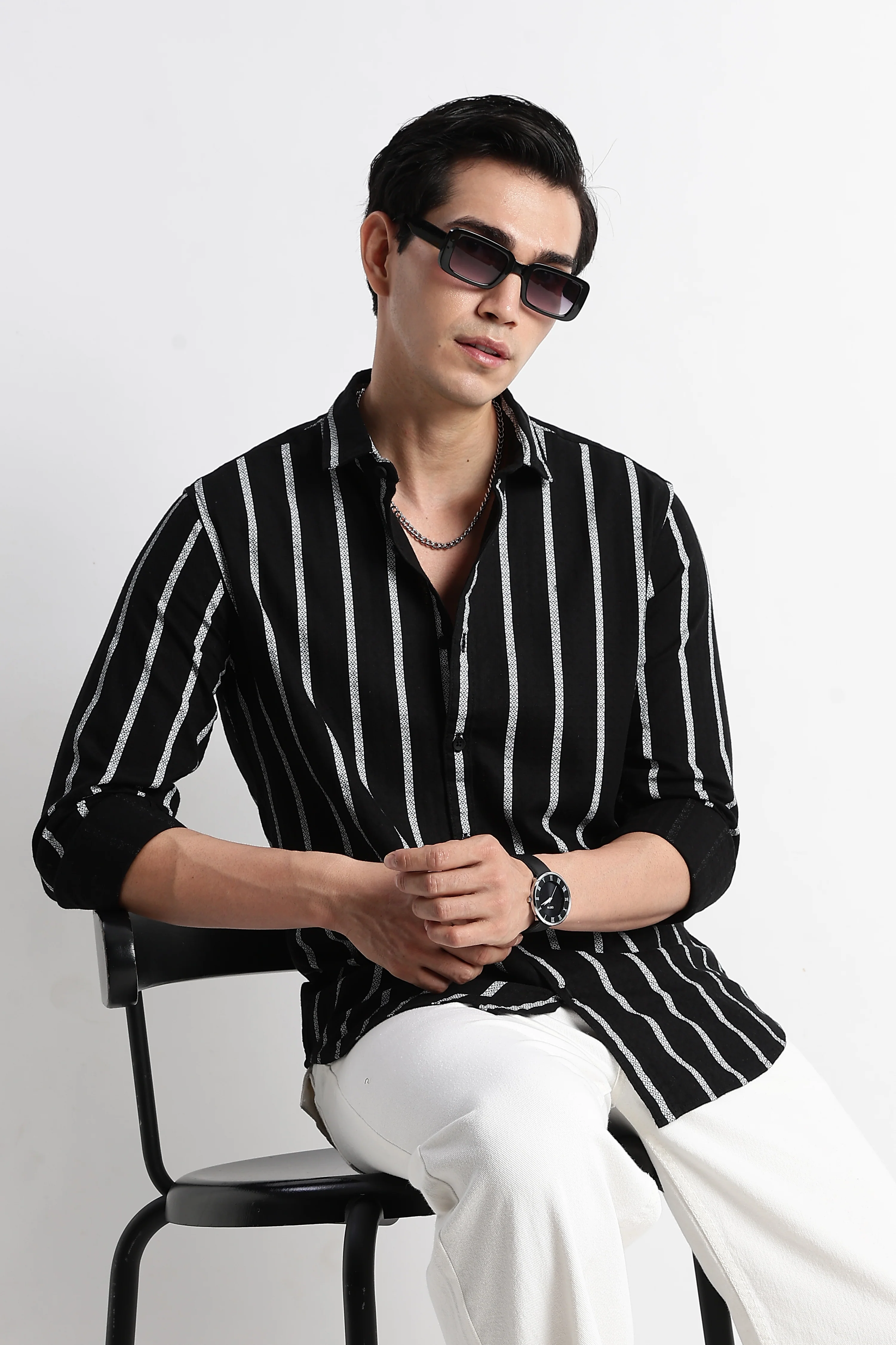 Men Vertical Stripe Textured Shirt