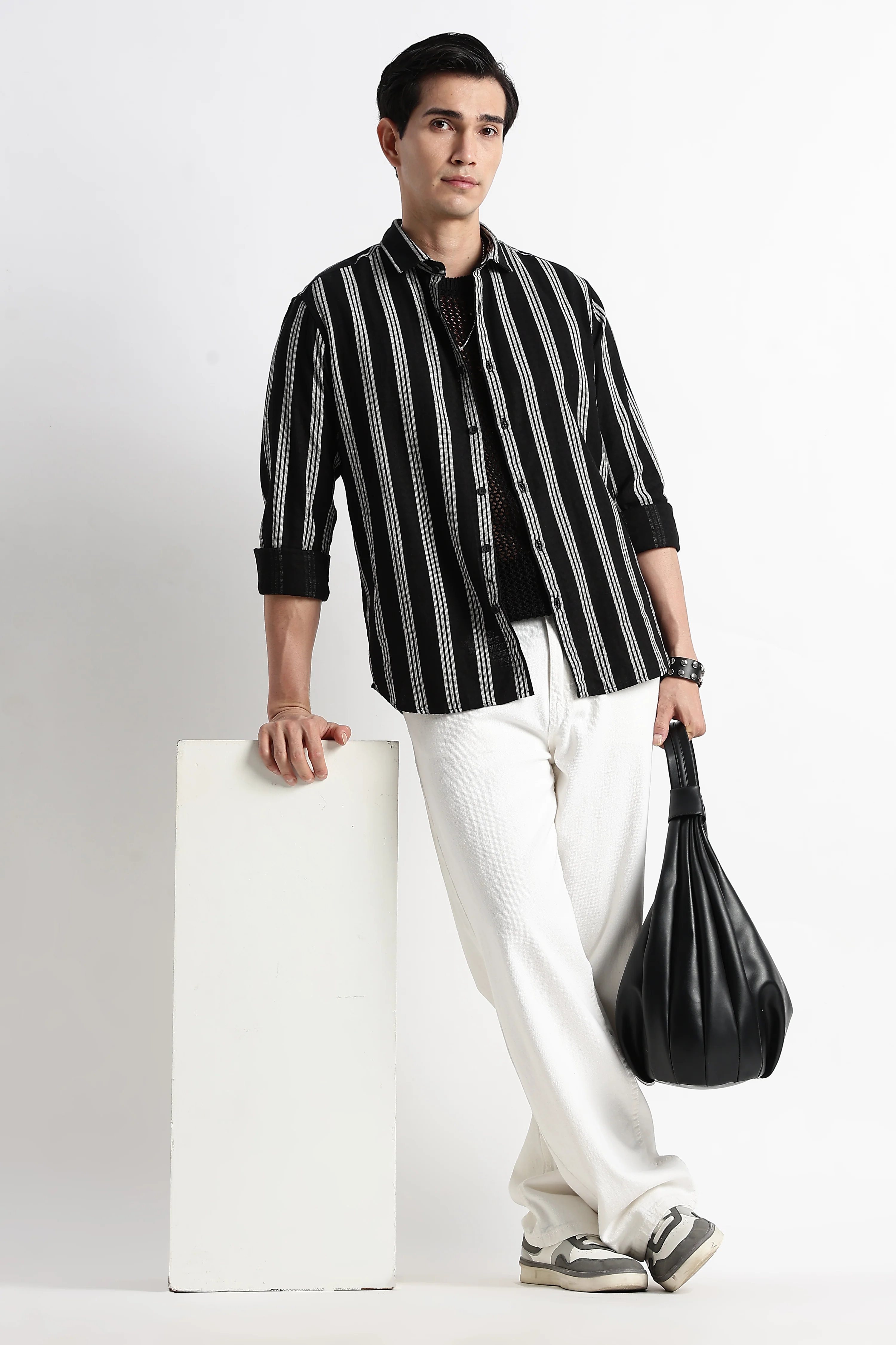 Men Vertical Stripe Textured Shirt
