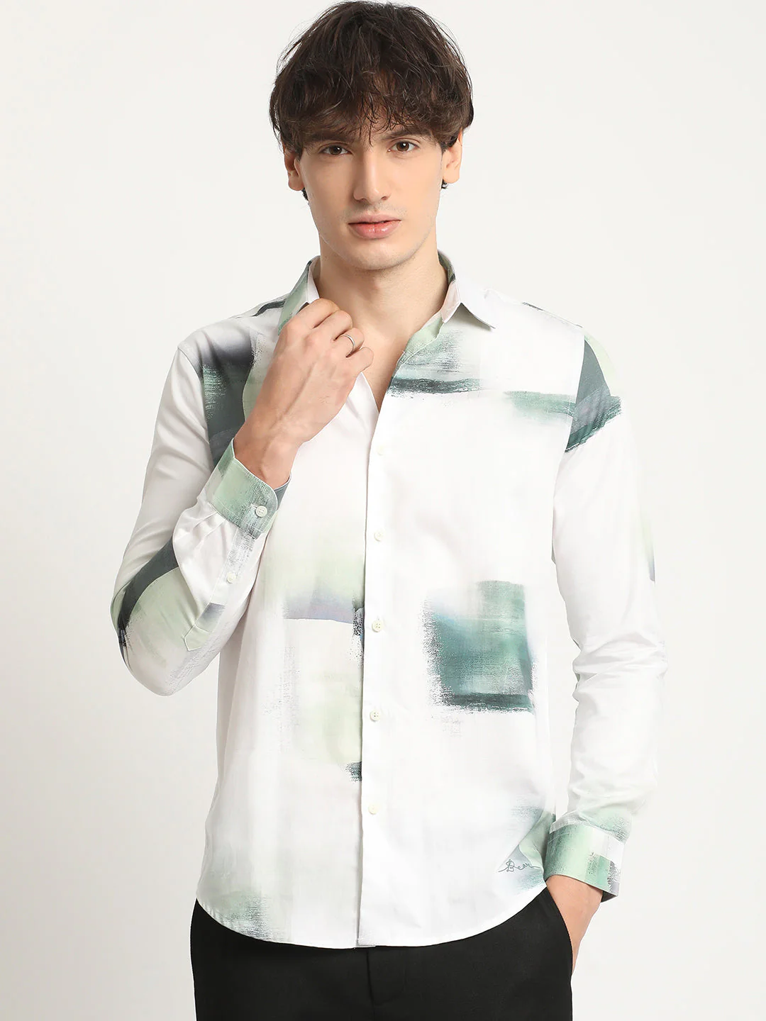 Men White Casual Shirt - Image 2