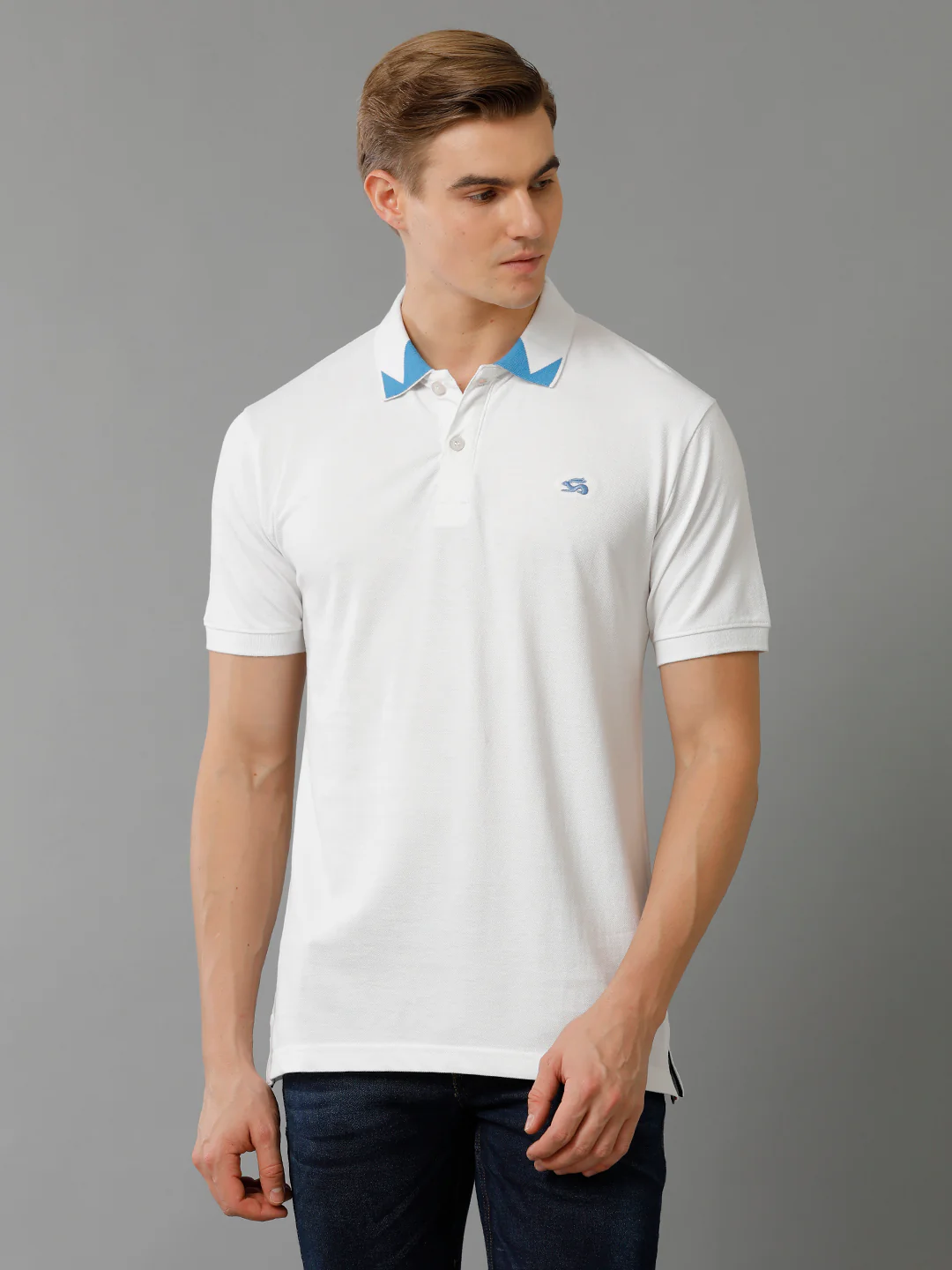 Men White Regular Fit Polo T-Shirt