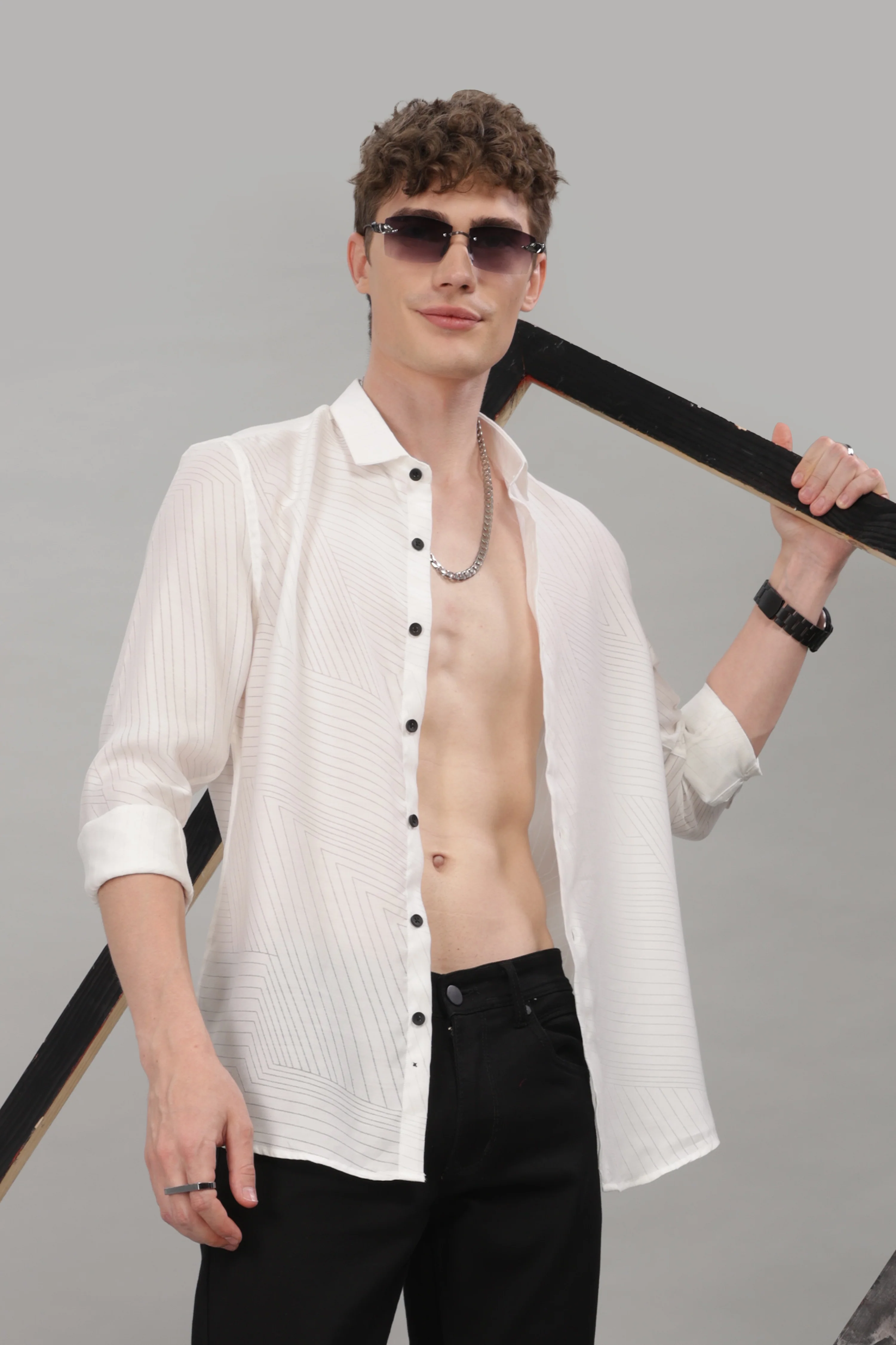 Men White Slim Fit Shirt