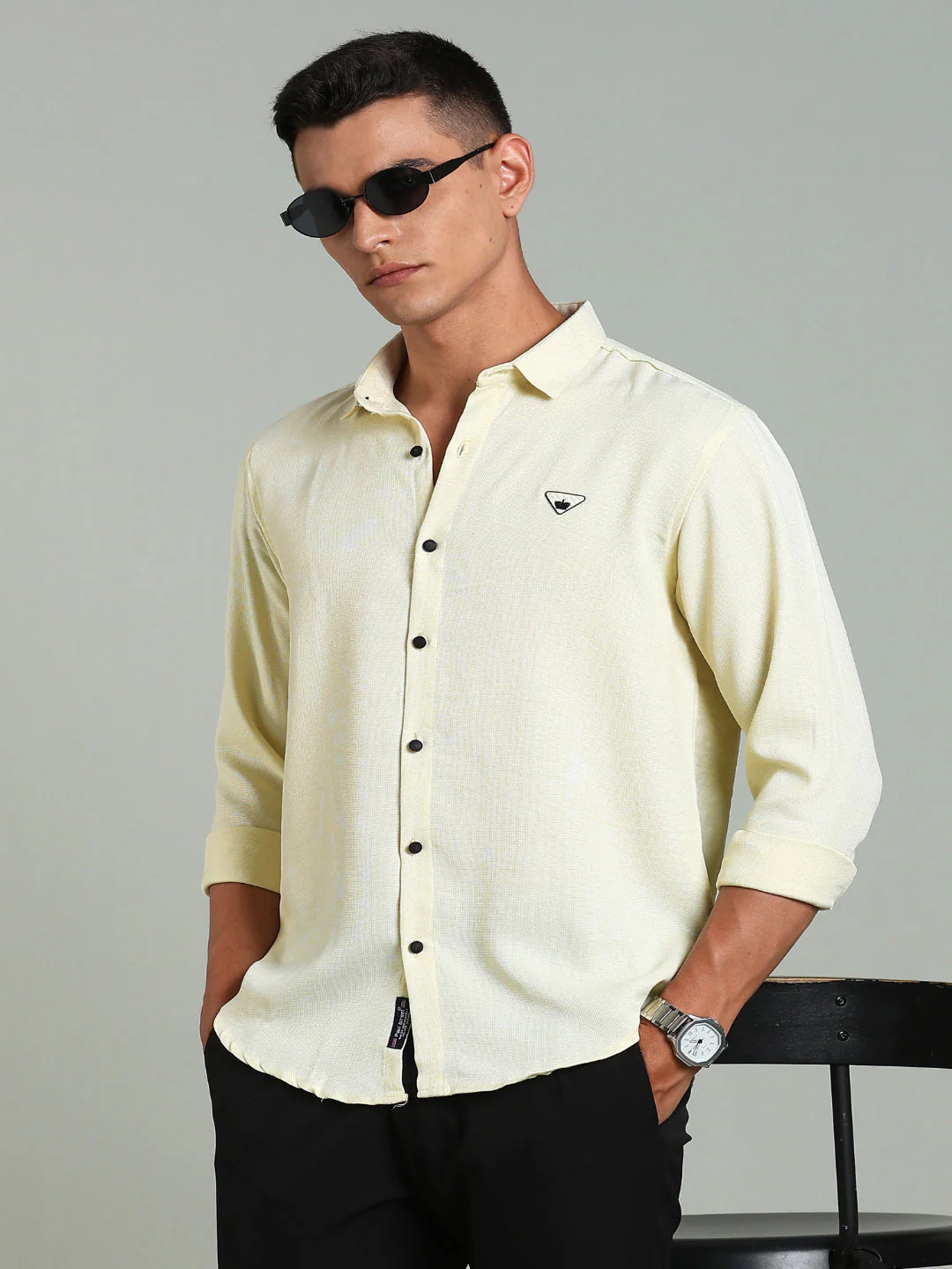 Men Yellow Striv Solid Shirt