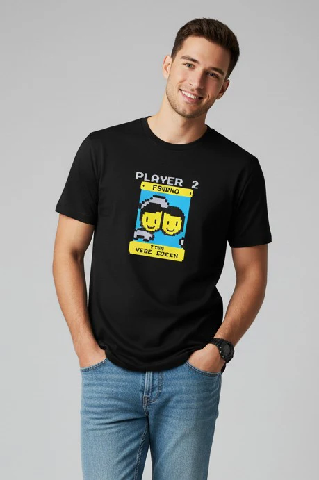 Men Printed Black Cotton Tshirt